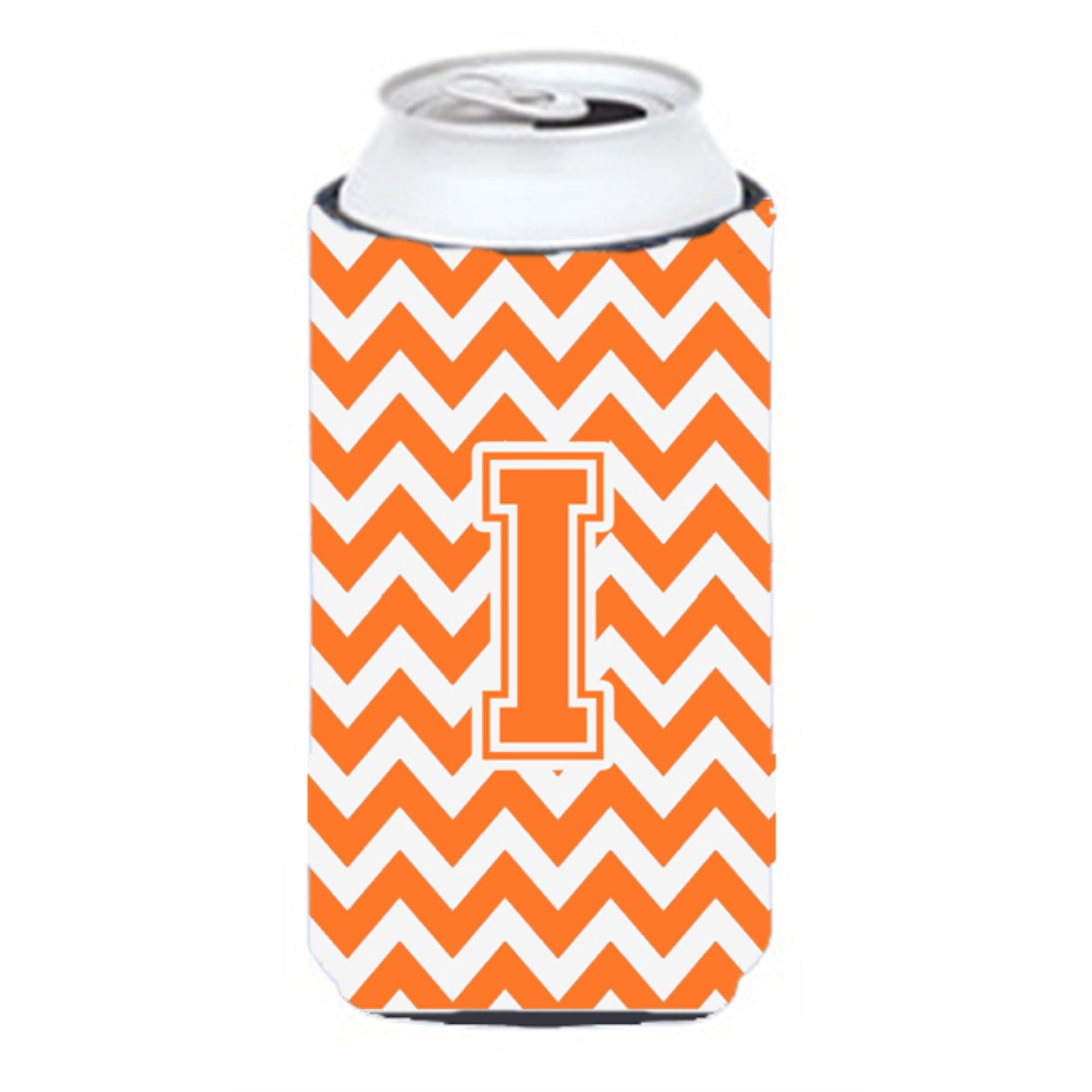 Letter I Chevron Orange And White Tall Boy Beverage Insulator Hugger Cj1046-Itbc