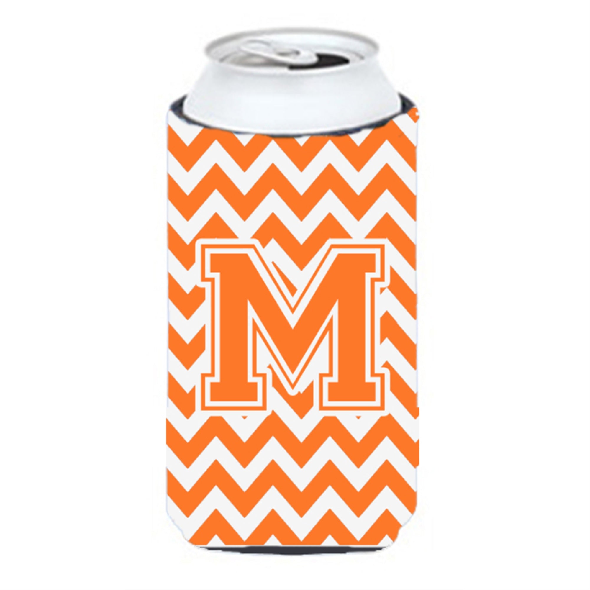 Letter M Chevron Orange And White Tall Boy Beverage Insulator Hugger Cj1046-Mtbc