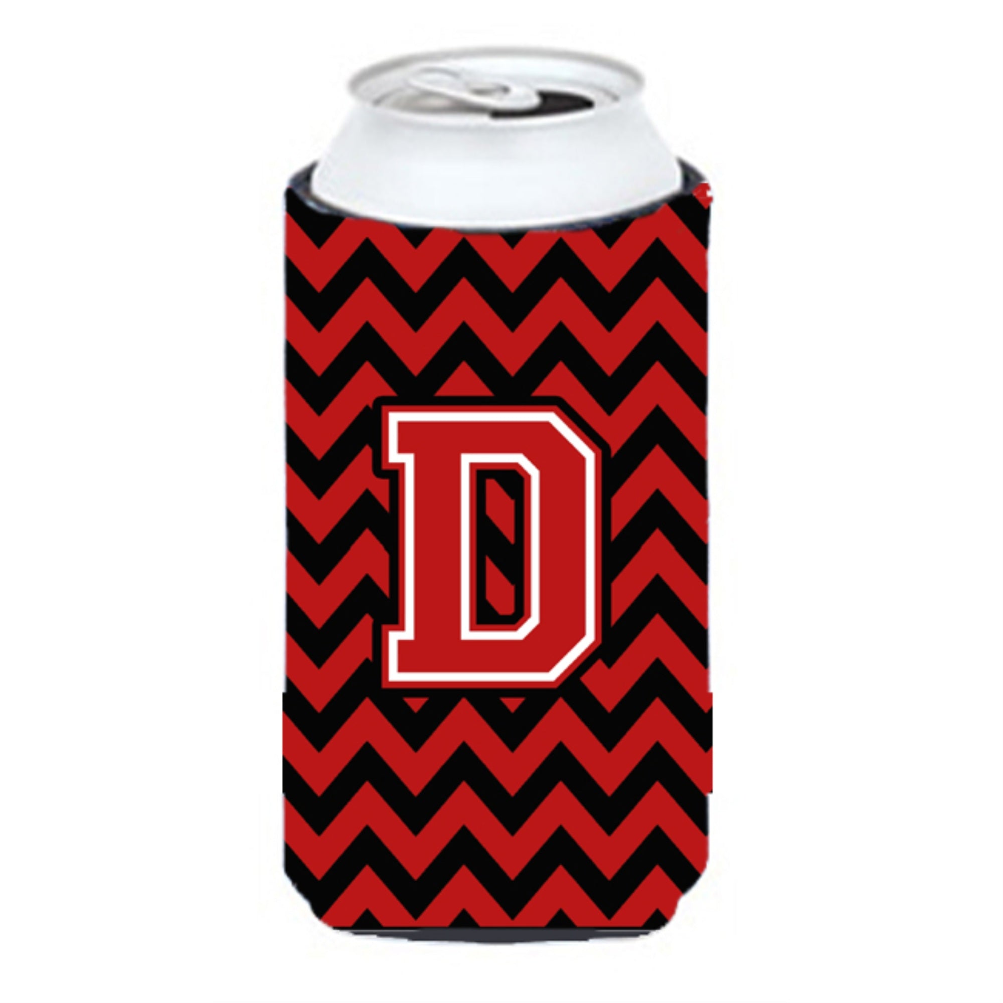 Letter D Chevron Black And Red   Tall Boy Beverage Insulator Hugger Cj1047-Dtbc