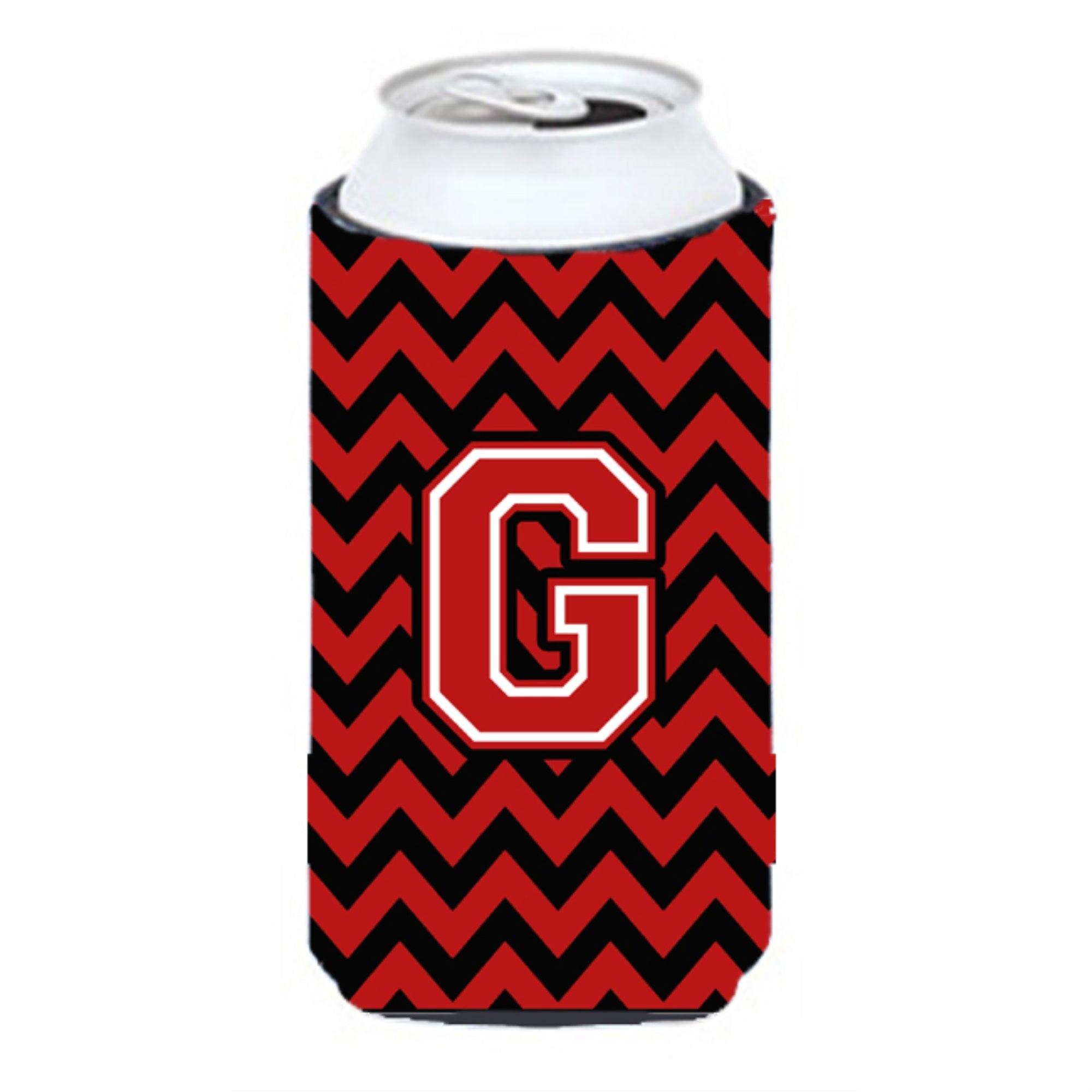 Letter G Chevron  Black And Red   Tall Boy Beverage Insulator Hugger Cj1047-Gtbc