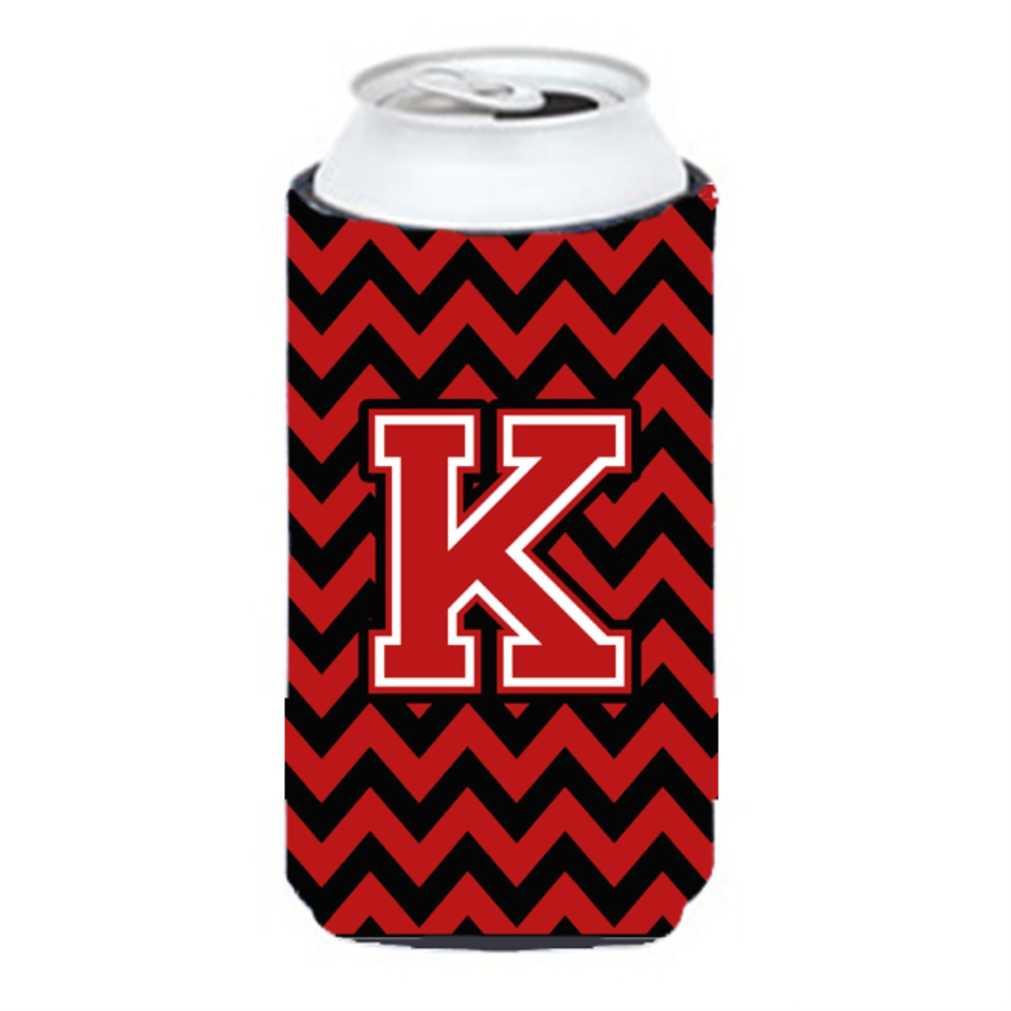 Letter K Chevron Black And Red   Tall Boy Beverage Insulator Hugger Cj1047-Ktbc