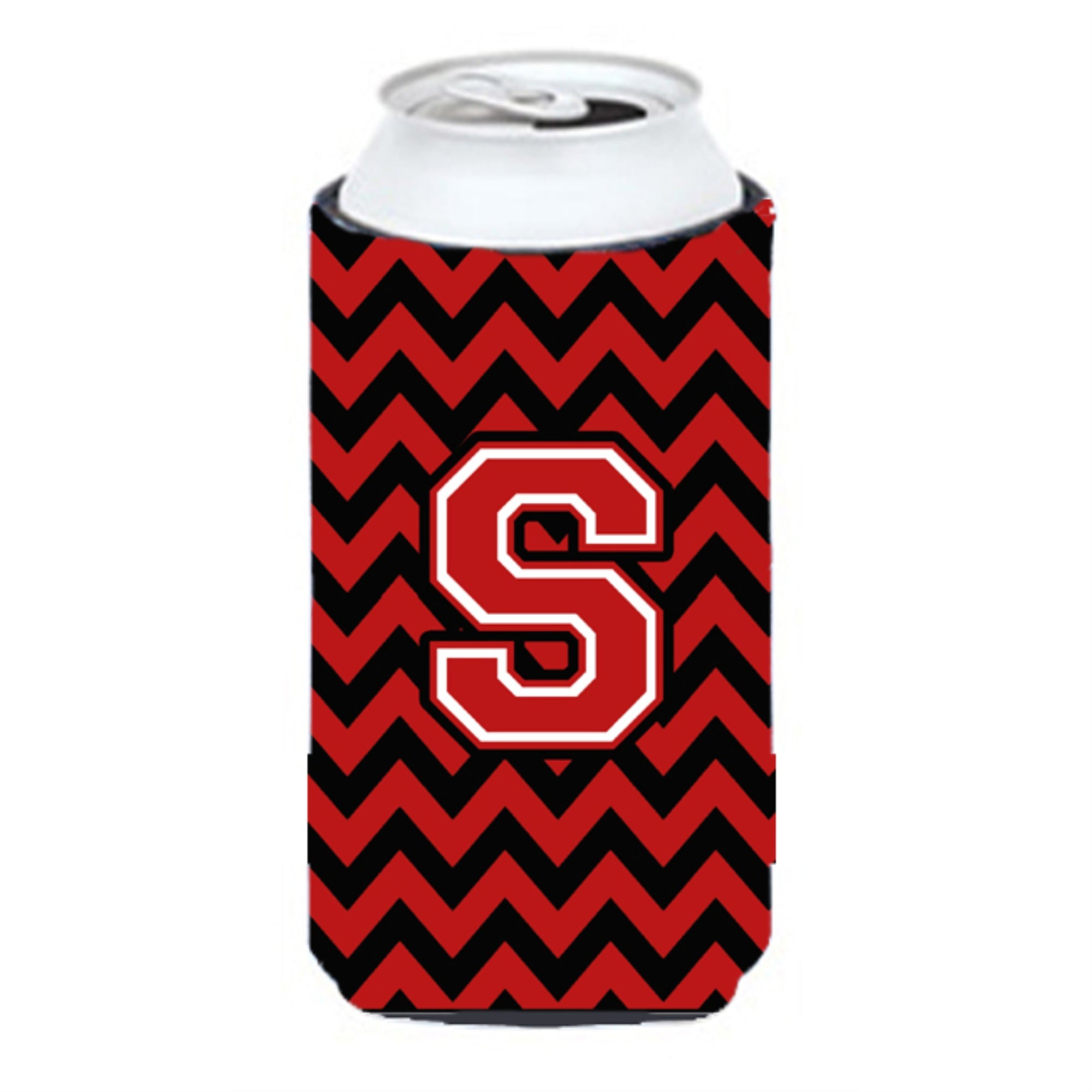 Letter S Chevron Black And Red   Tall Boy Beverage Insulator Hugger Cj1047-Stbc