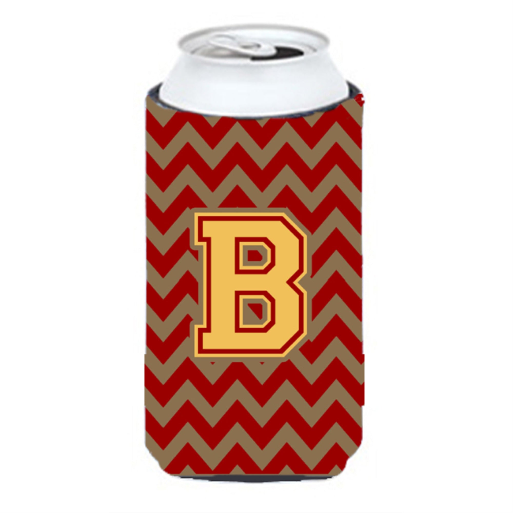 Letter B Chevron Garnet And Gold  Tall Boy Beverage Insulator Hugger Cj1048-Btbc