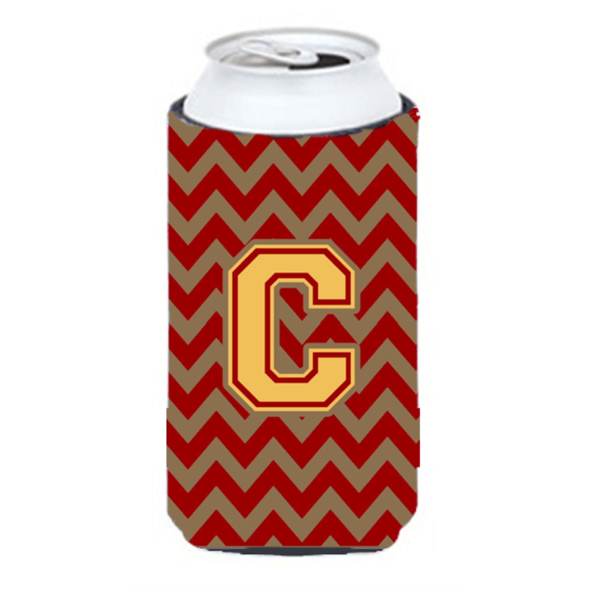Letter C Chevron Garnet And Gold  Tall Boy Beverage Insulator Hugger Cj1048-Ctbc