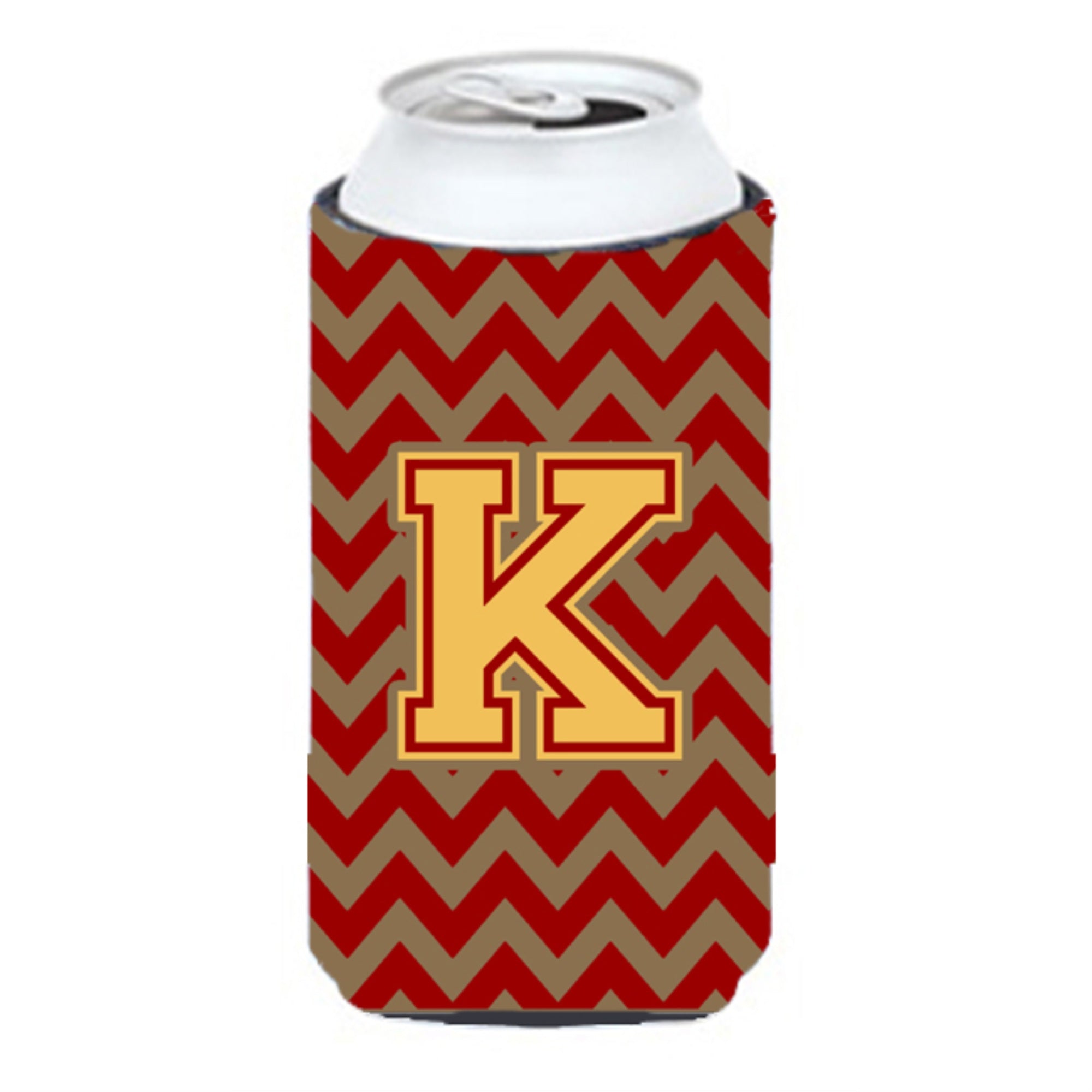 Letter K Chevron Garnet And Gold  Tall Boy Beverage Insulator Hugger Cj1048-Ktbc