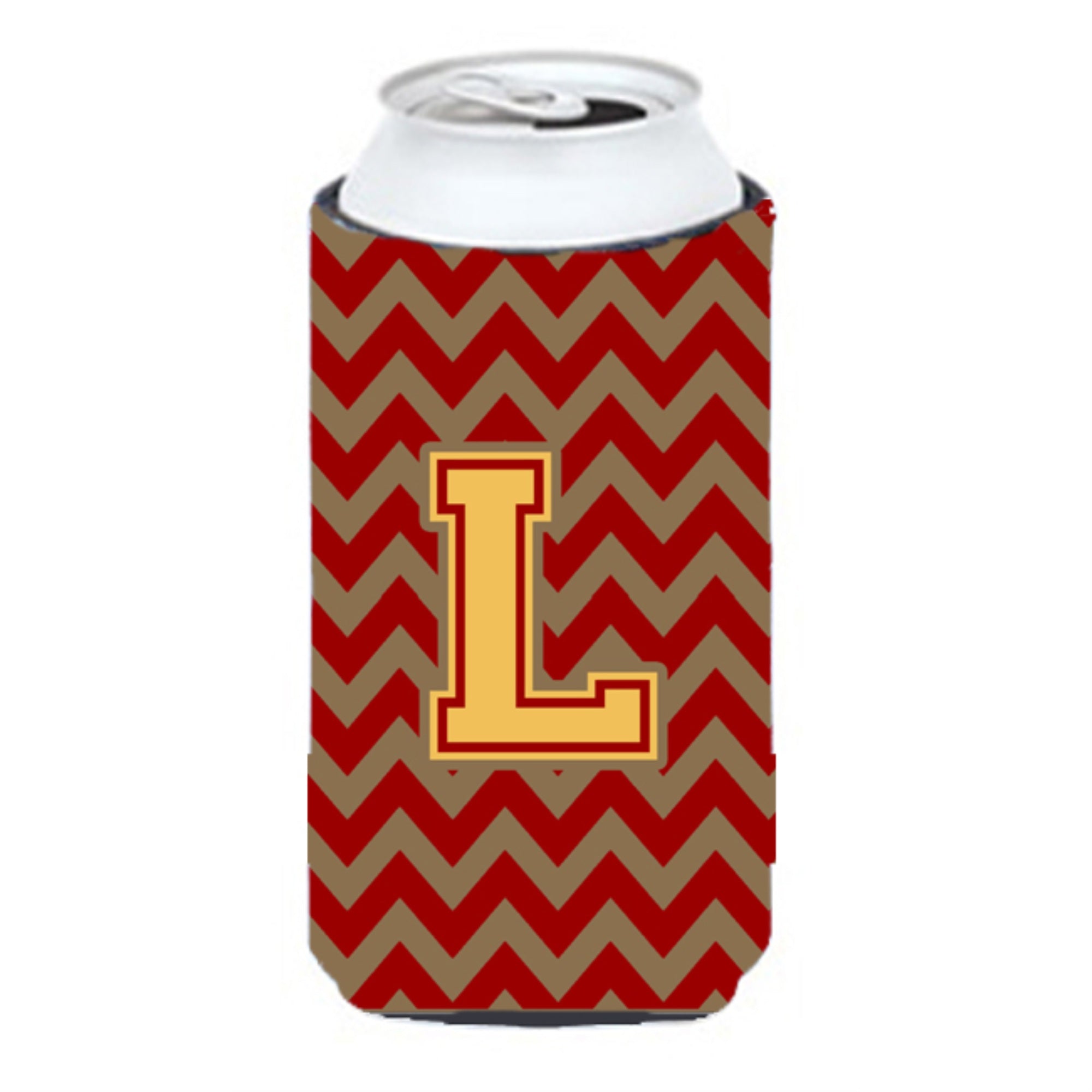 Letter L Chevron Garnet And Gold  Tall Boy Beverage Insulator Hugger Cj1048-Ltbc