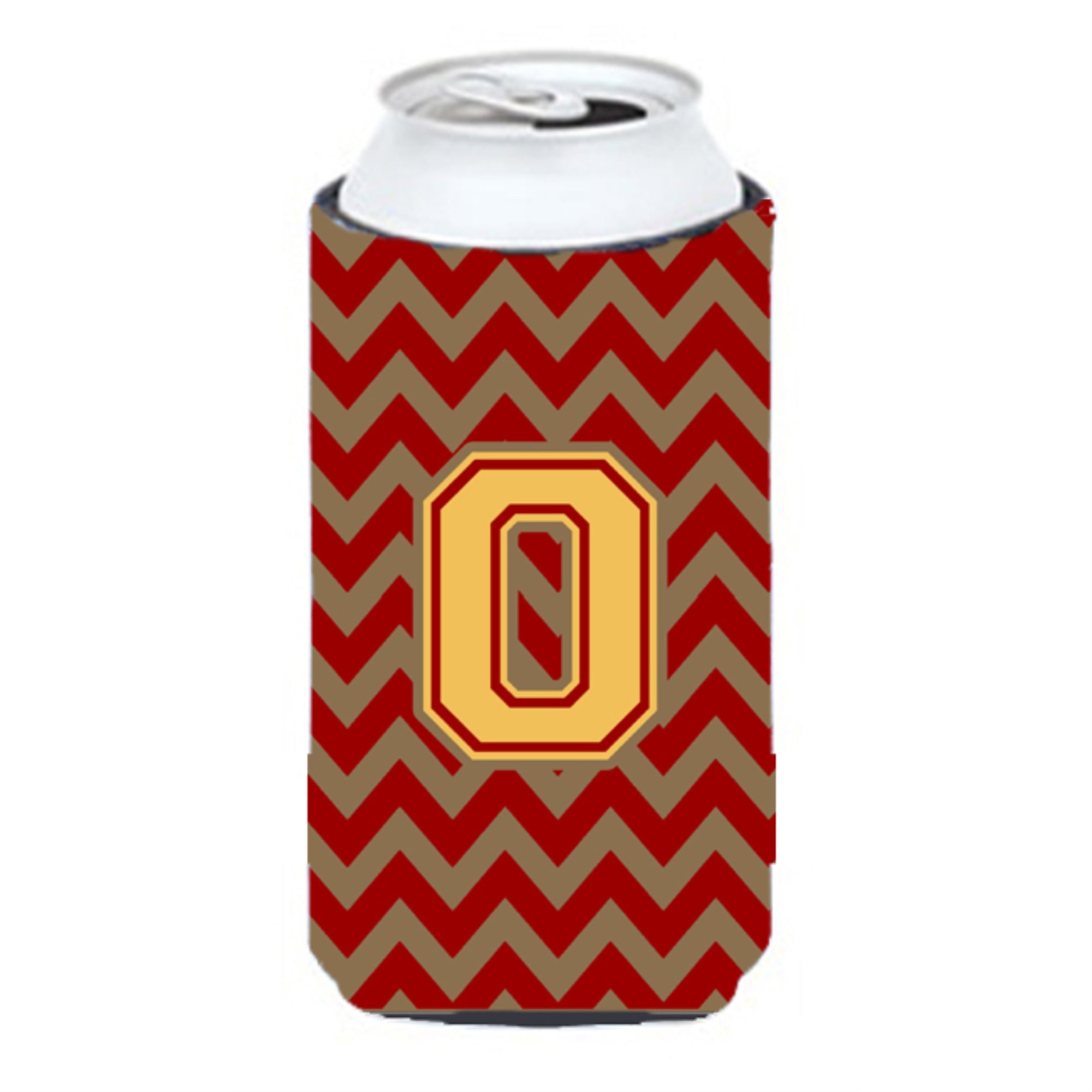 Letter O Chevron Garnet And Gold  Tall Boy Beverage Insulator Hugger Cj1048-Otbc