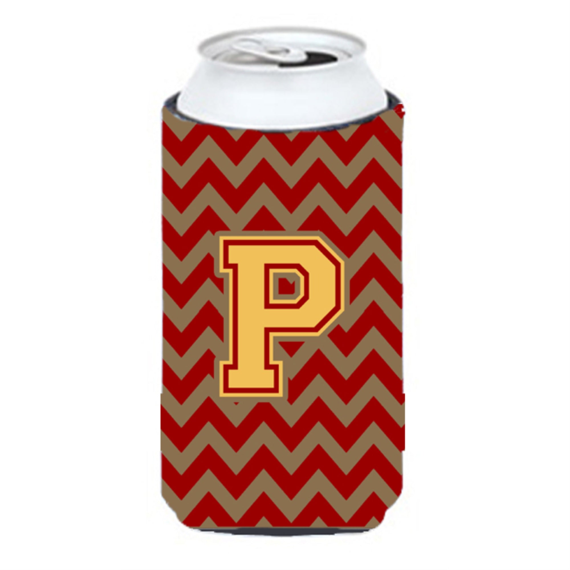 Letter P Chevron Garnet And Gold  Tall Boy Beverage Insulator Hugger Cj1048-Ptbc