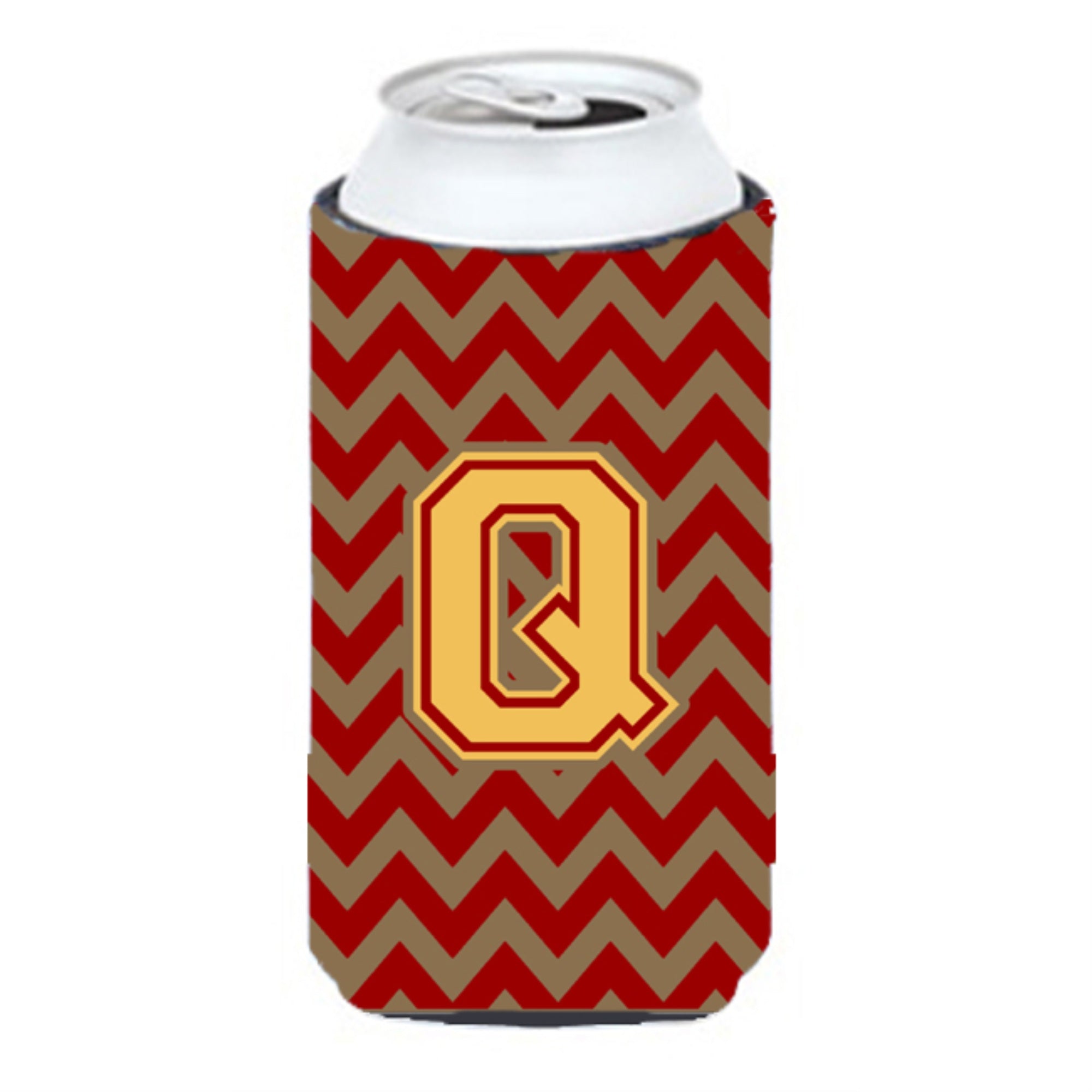 Letter Q Chevron Garnet And Gold  Tall Boy Beverage Insulator Hugger Cj1048-Qtbc