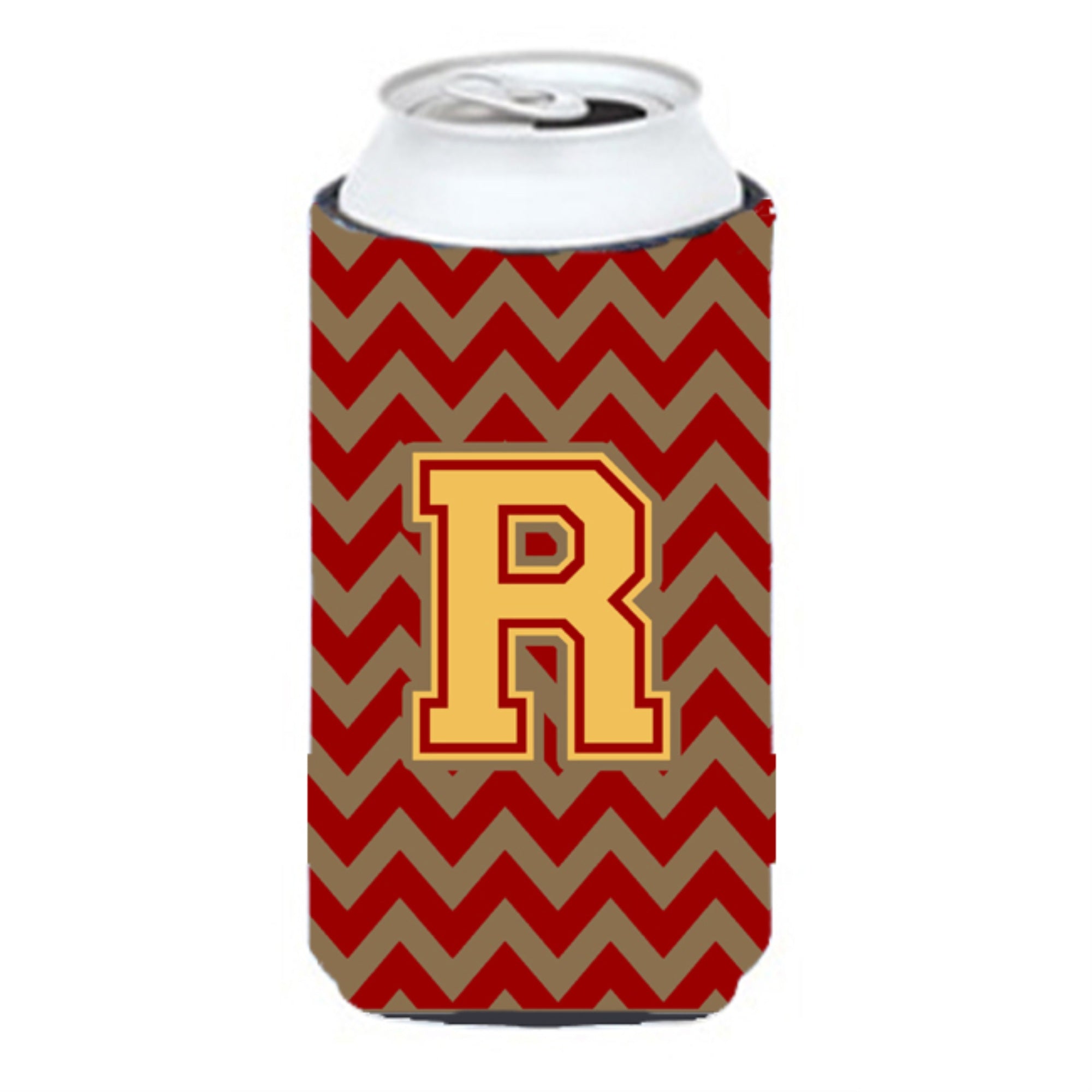 Letter R Chevron Garnet And Gold  Tall Boy Beverage Insulator Hugger Cj1048-Rtbc