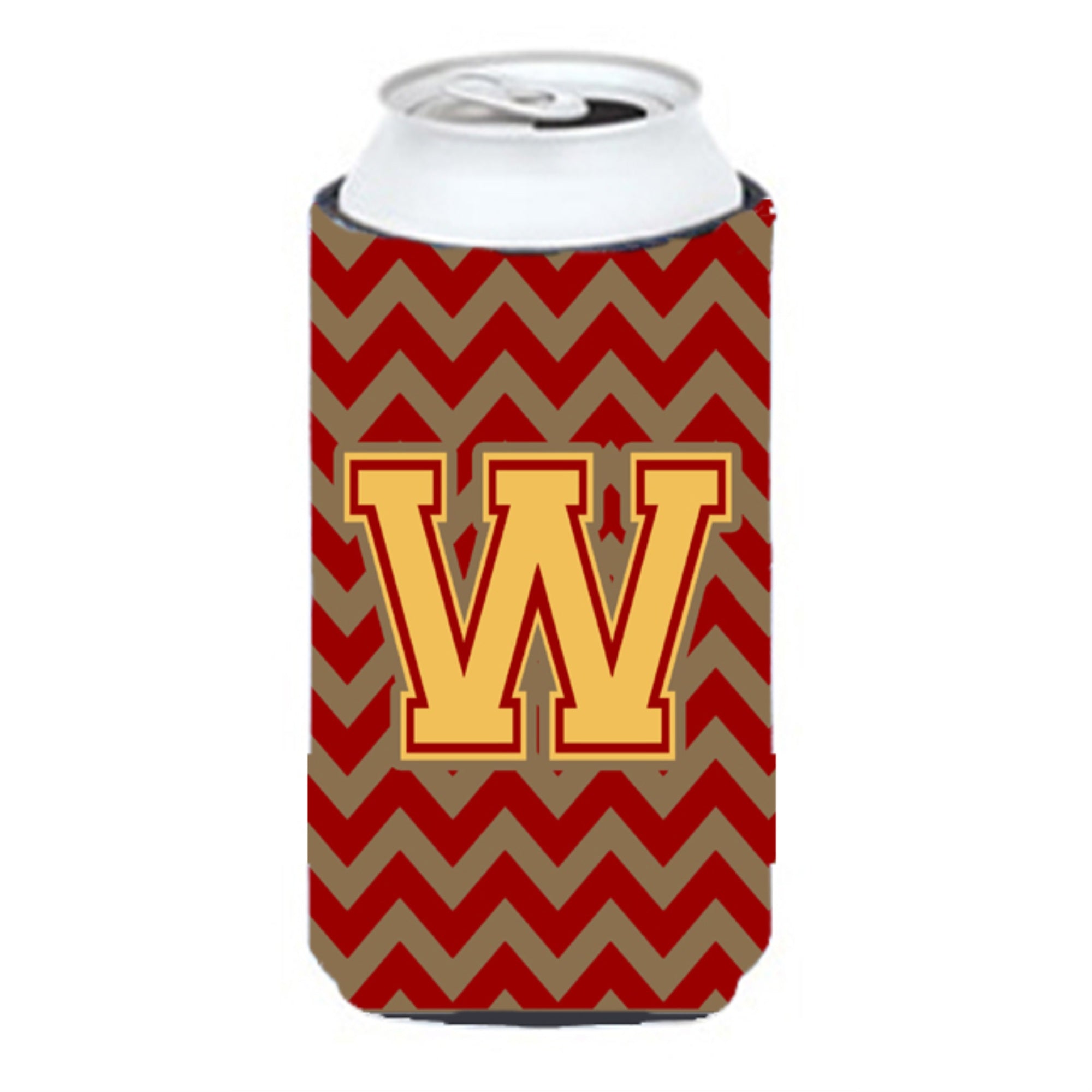 Letter W Chevron Garnet And Gold  Tall Boy Beverage Insulator Hugger Cj1048-Wtbc