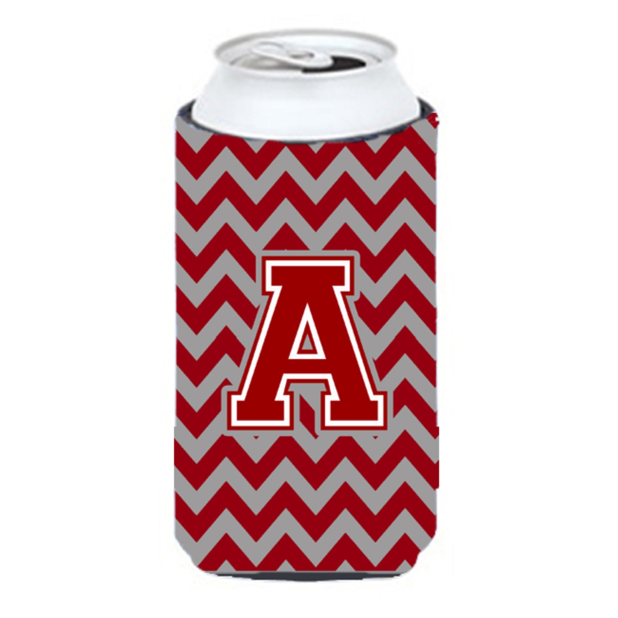 Letter A Chevron Maroon And White Tall Boy Beverage Insulator Hugger Cj1049-Atbc