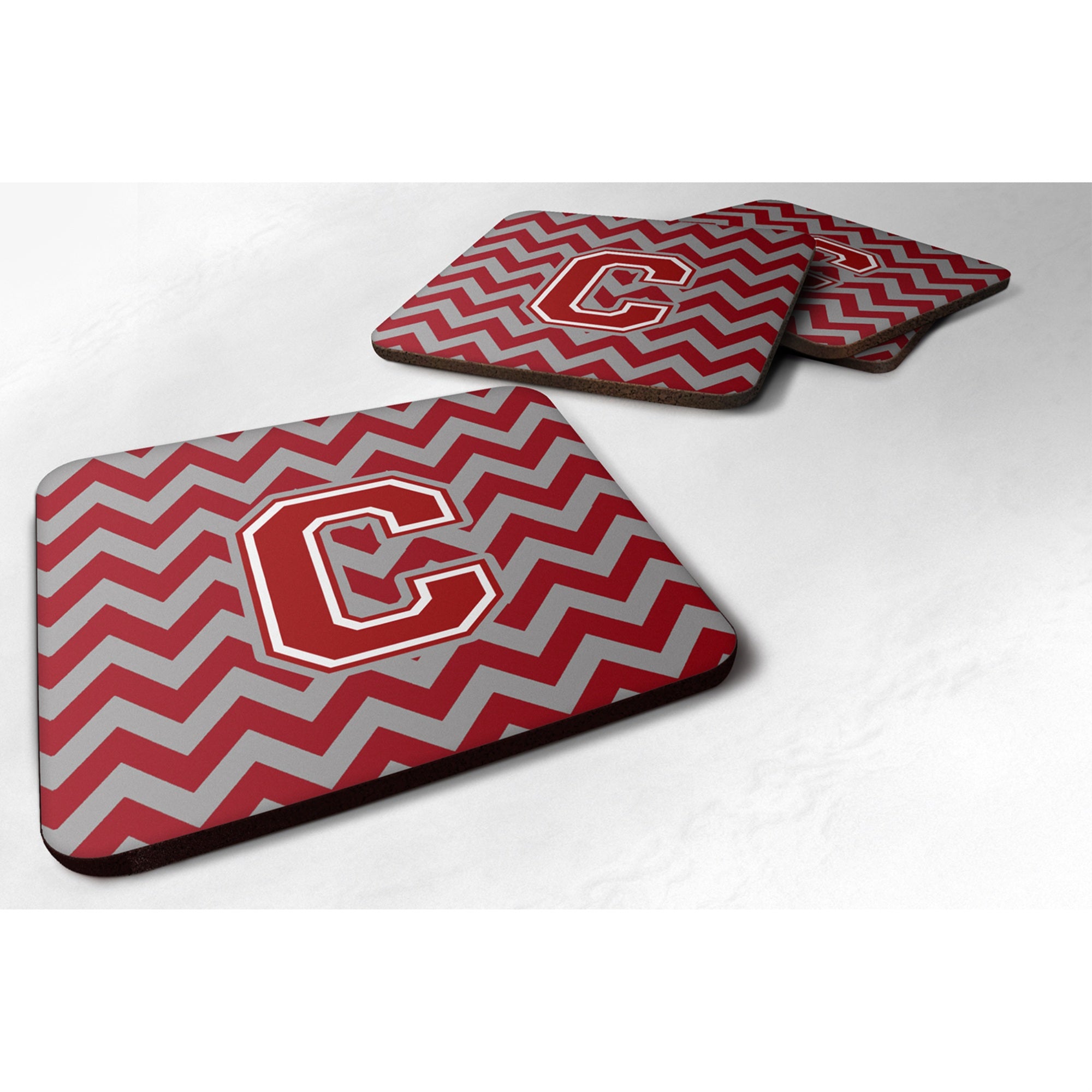 'Caroline'S Treasures Cj1049-Cfc Letter C Chevron Maroon And White Foam Coaster (Set Of 4), 3.5'''', Multicolor''