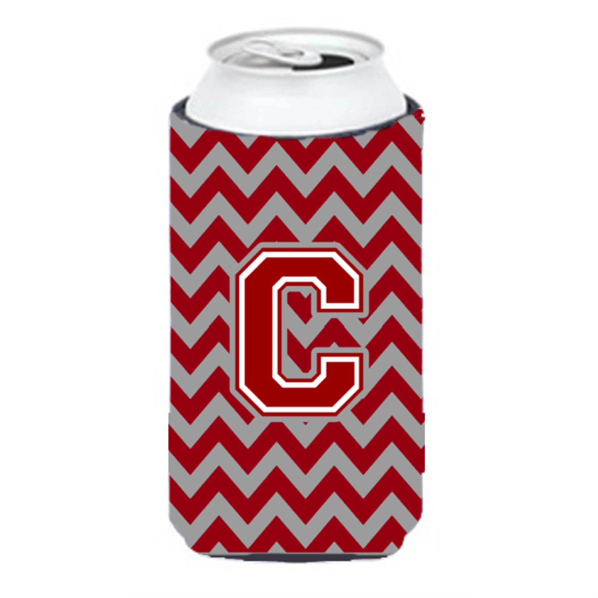 Letter C Chevron Maroon And White Tall Boy Beverage Insulator Hugger Cj1049-Ctbc