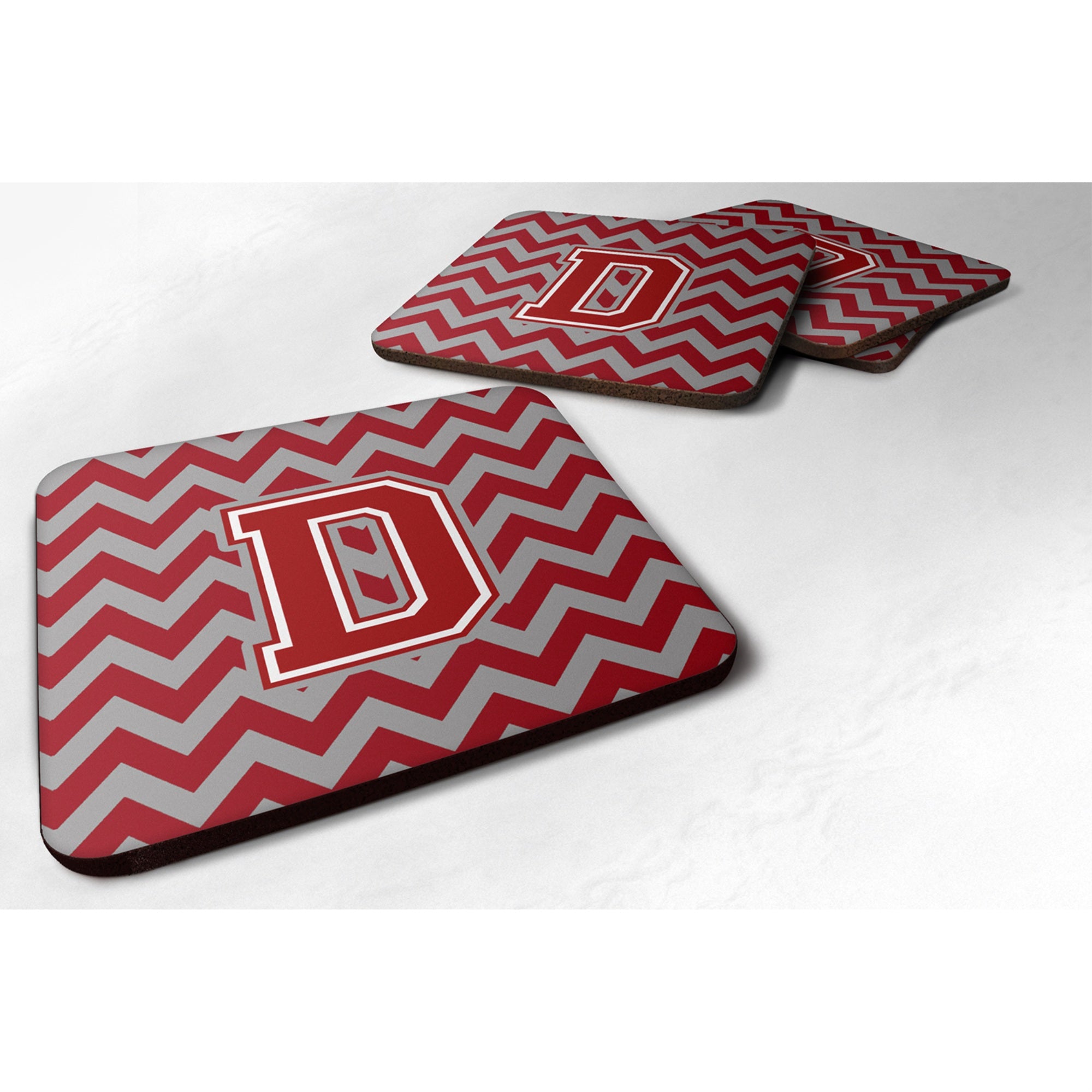 'Caroline'S Treasures Cj1049-Dfc Letter D Chevron Maroon And White Foam Coaster (Set Of 4), 3.5'''', Multicolor''