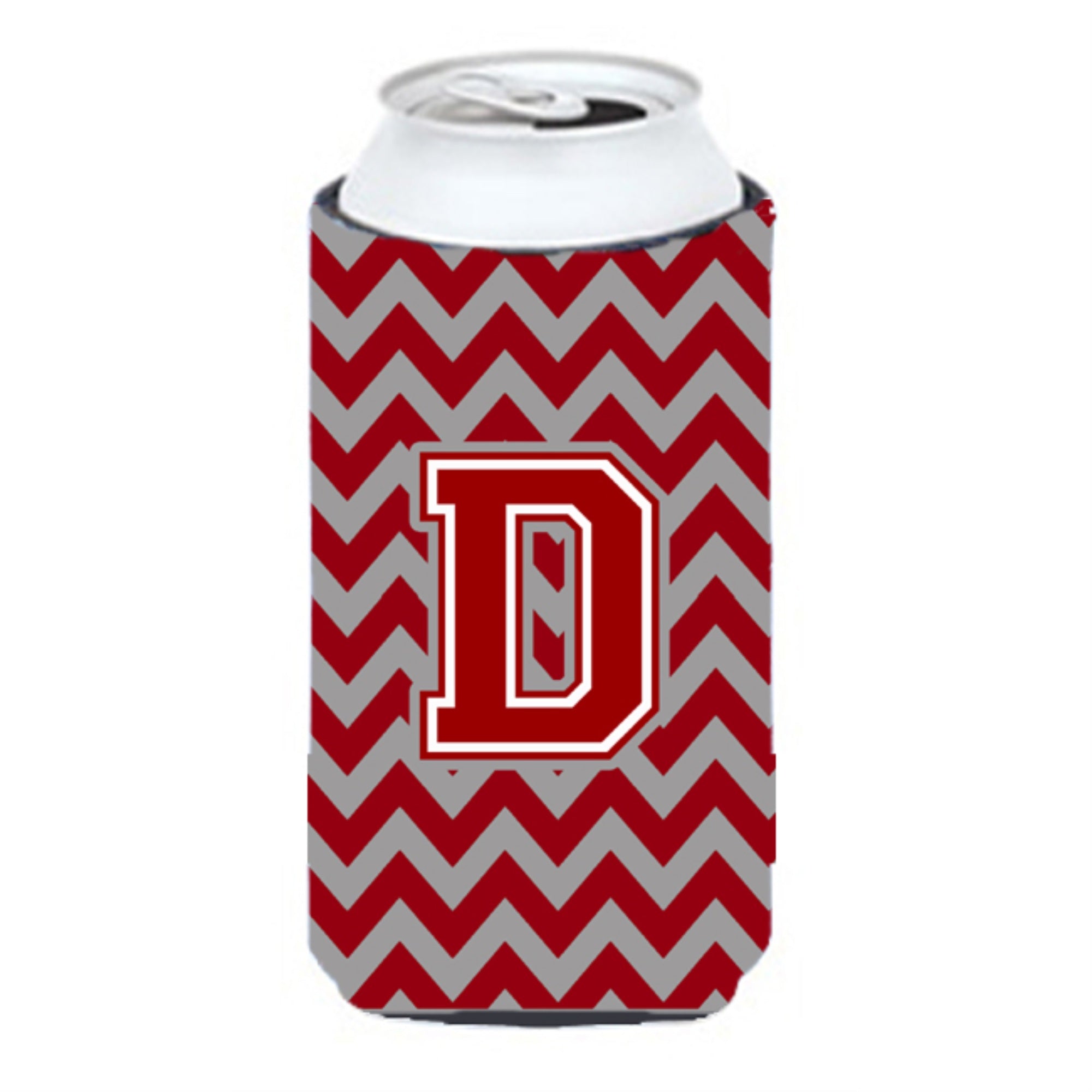 Letter D Chevron Maroon And White Tall Boy Beverage Insulator Hugger Cj1049-Dtbc