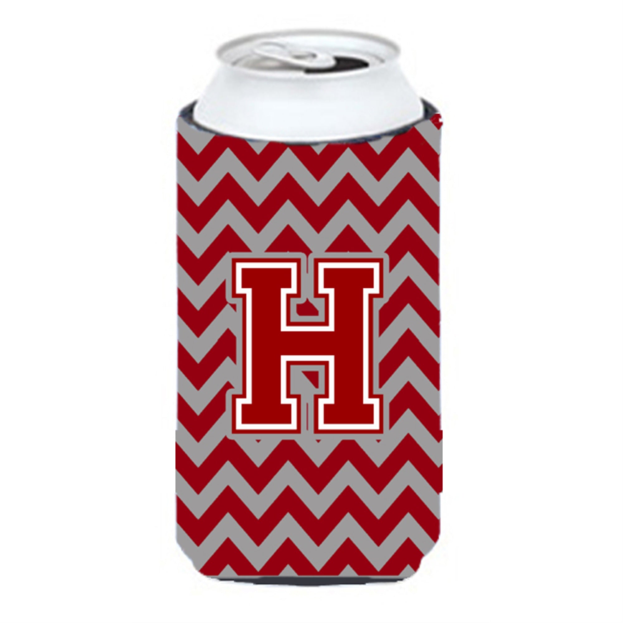 Letter H Chevron Maroon And White Tall Boy Beverage Insulator Hugger Cj1049-Htbc