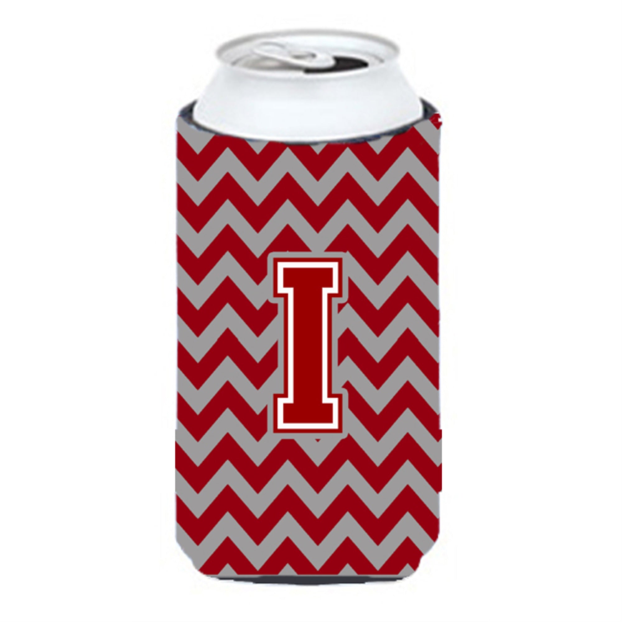 Letter I Chevron Maroon And White Tall Boy Beverage Insulator Hugger Cj1049-Itbc