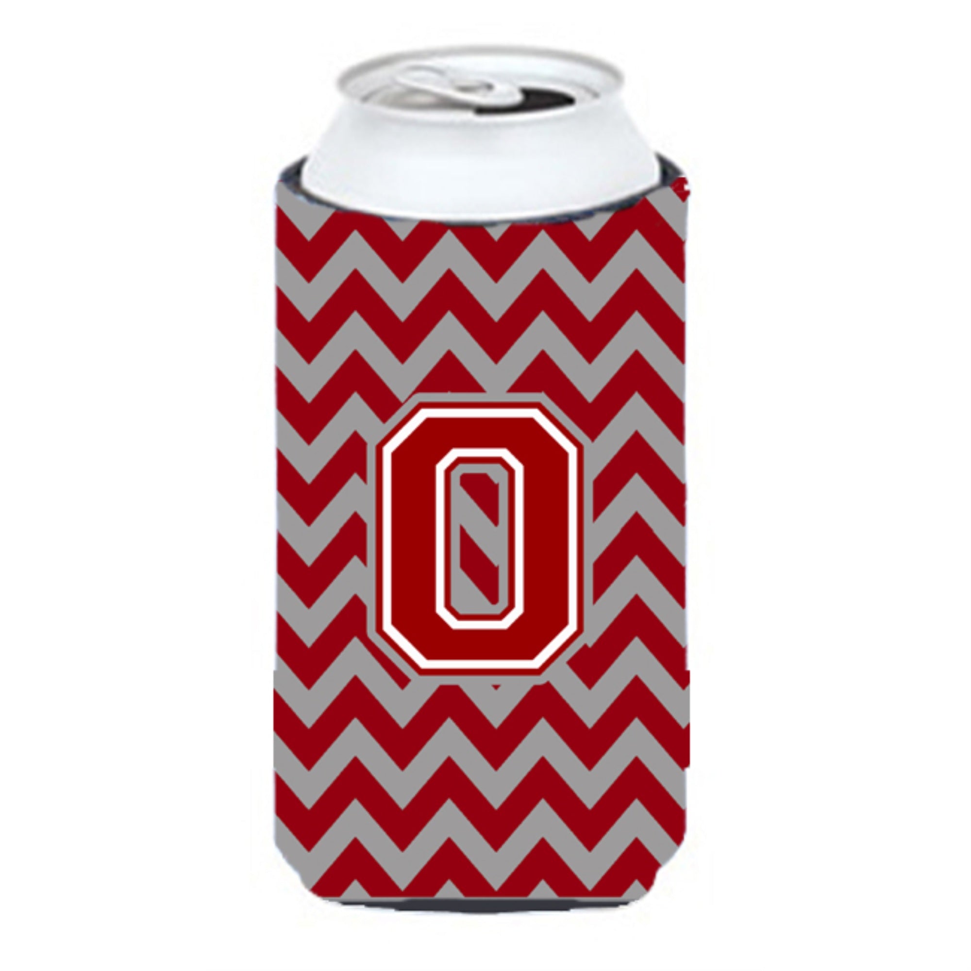 Letter O Chevron Maroon And White Tall Boy Beverage Insulator Hugger Cj1049-Otbc