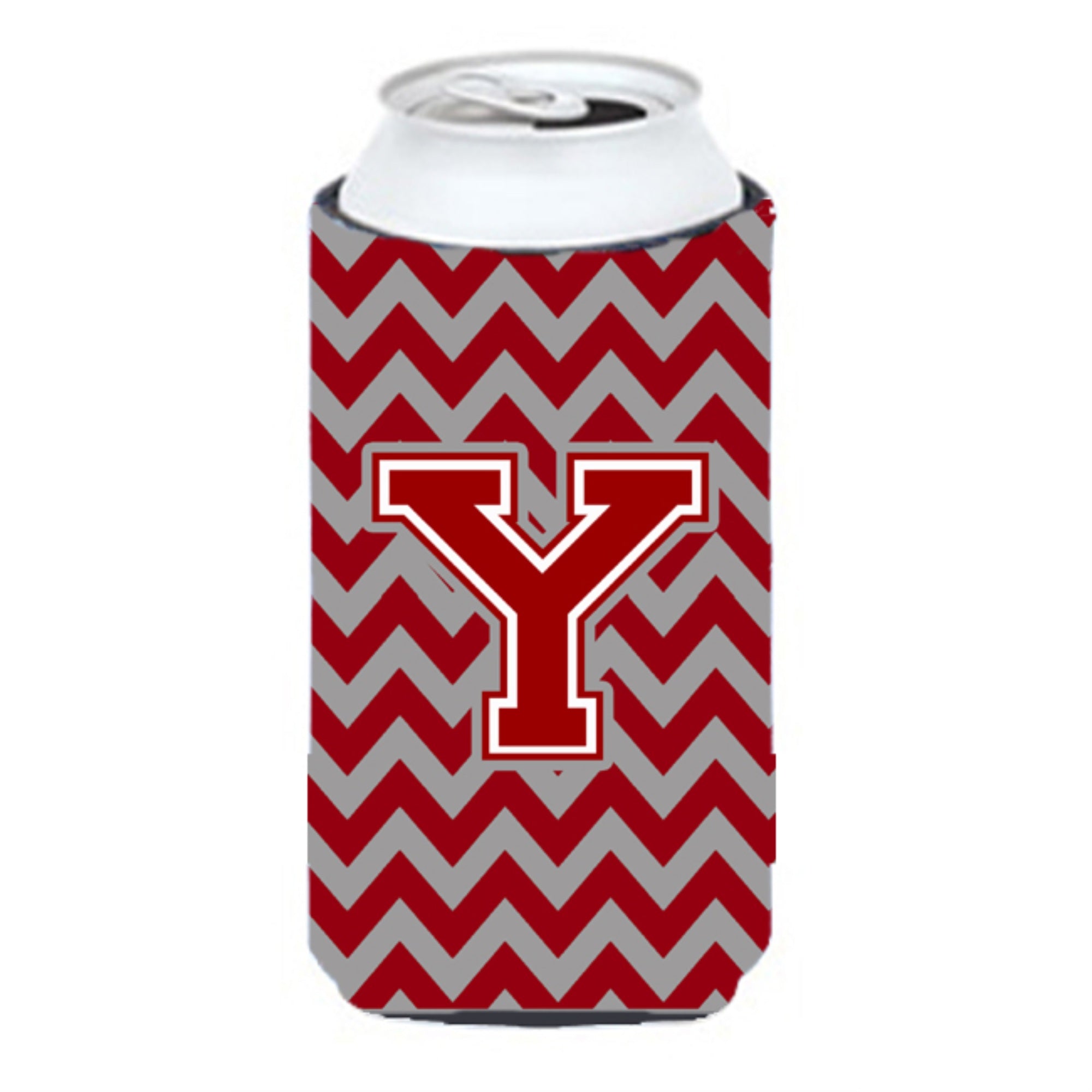 Letter Y Chevron Maroon And White Tall Boy Beverage Insulator Hugger Cj1049-Ytbc