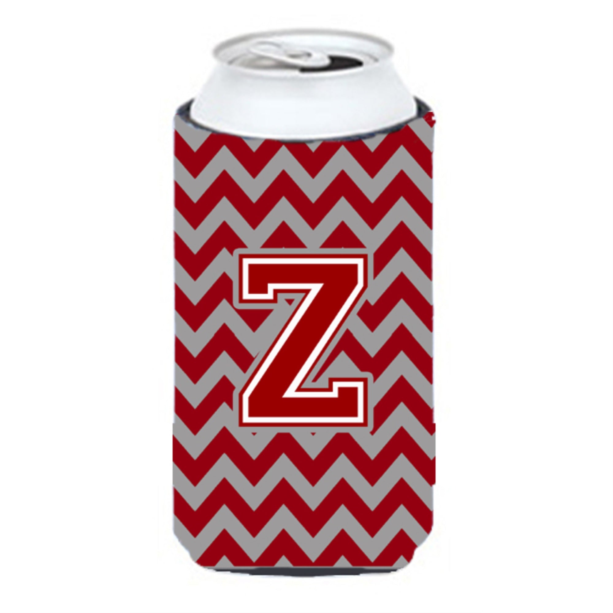 Letter Z Chevron Maroon And White Tall Boy Beverage Insulator Hugger Cj1049-Ztbc