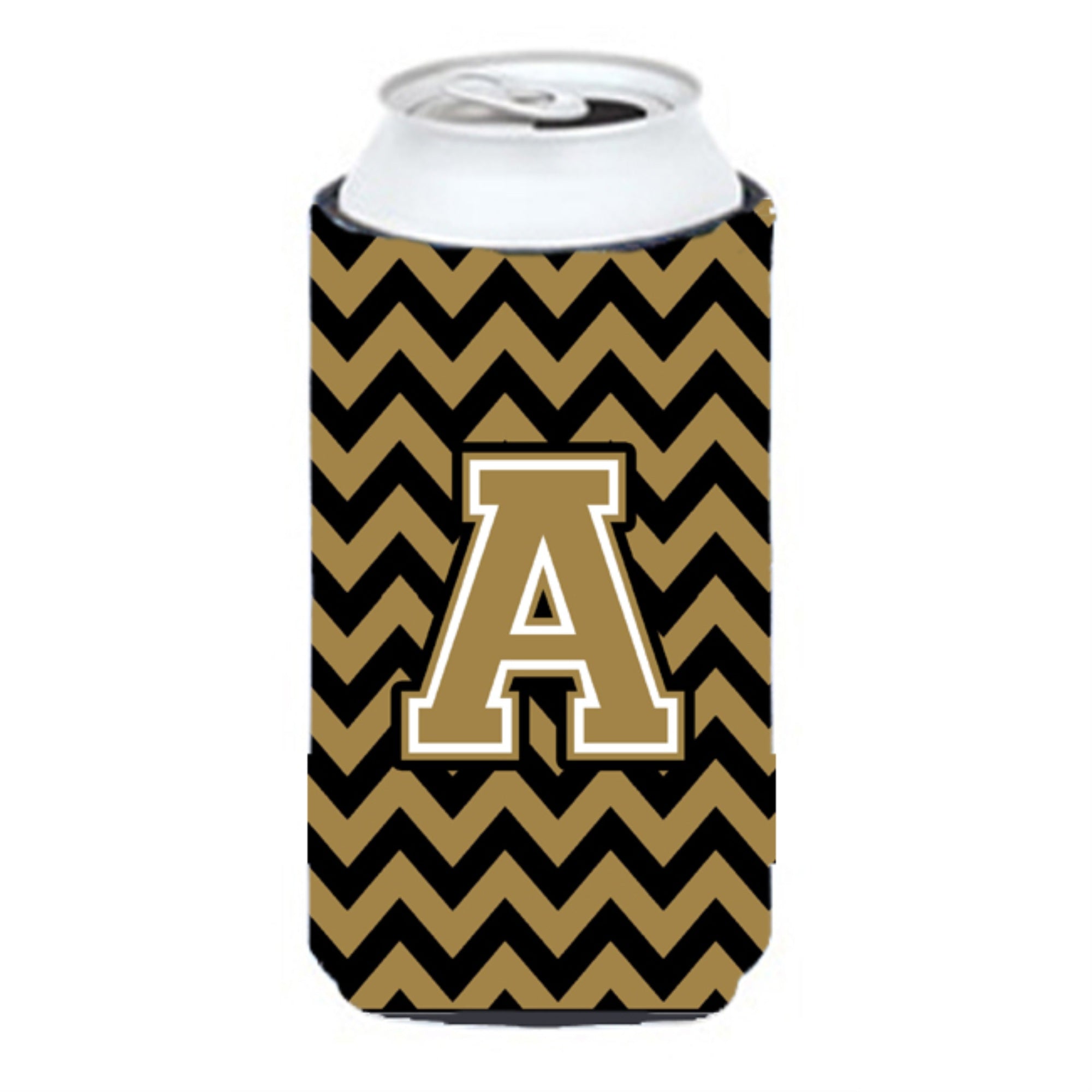 Letter A Chevron Black And Gold  Tall Boy Beverage Insulator Hugger Cj1050-Atbc
