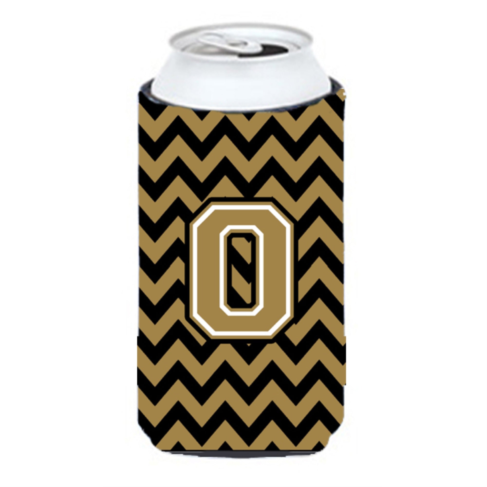 Letter O Chevron Black And Gold  Tall Boy Beverage Insulator Hugger Cj1050-Otbc