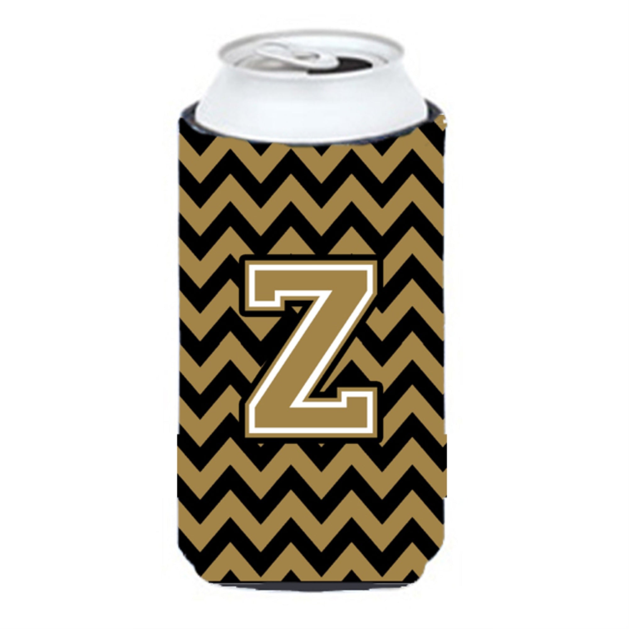Letter Z Chevron Black And Gold  Tall Boy Beverage Insulator Hugger Cj1050-Ztbc