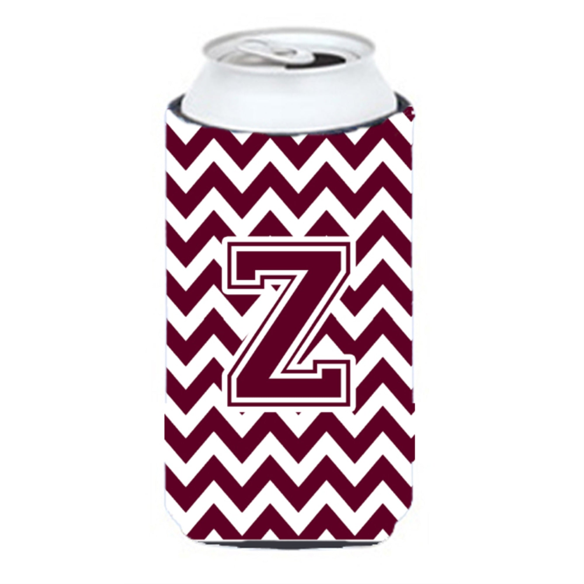 Letter Z Chevron Maroon And White  Tall Boy Beverage Insulator Hugger Cj1051-Ztbc
