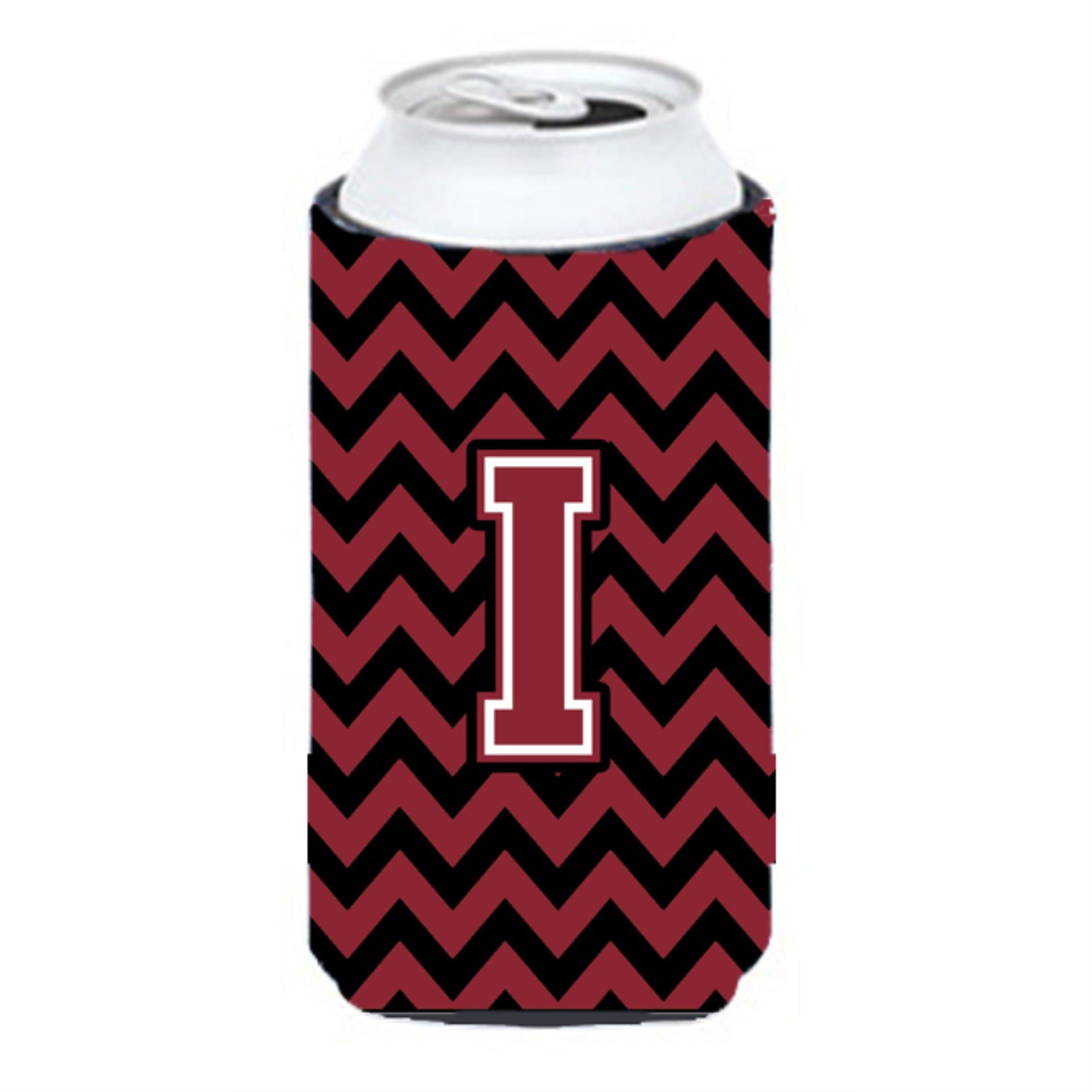 Letter I Chevron Garnet And Black  Tall Boy Beverage Insulator Hugger Cj1052-Itbc
