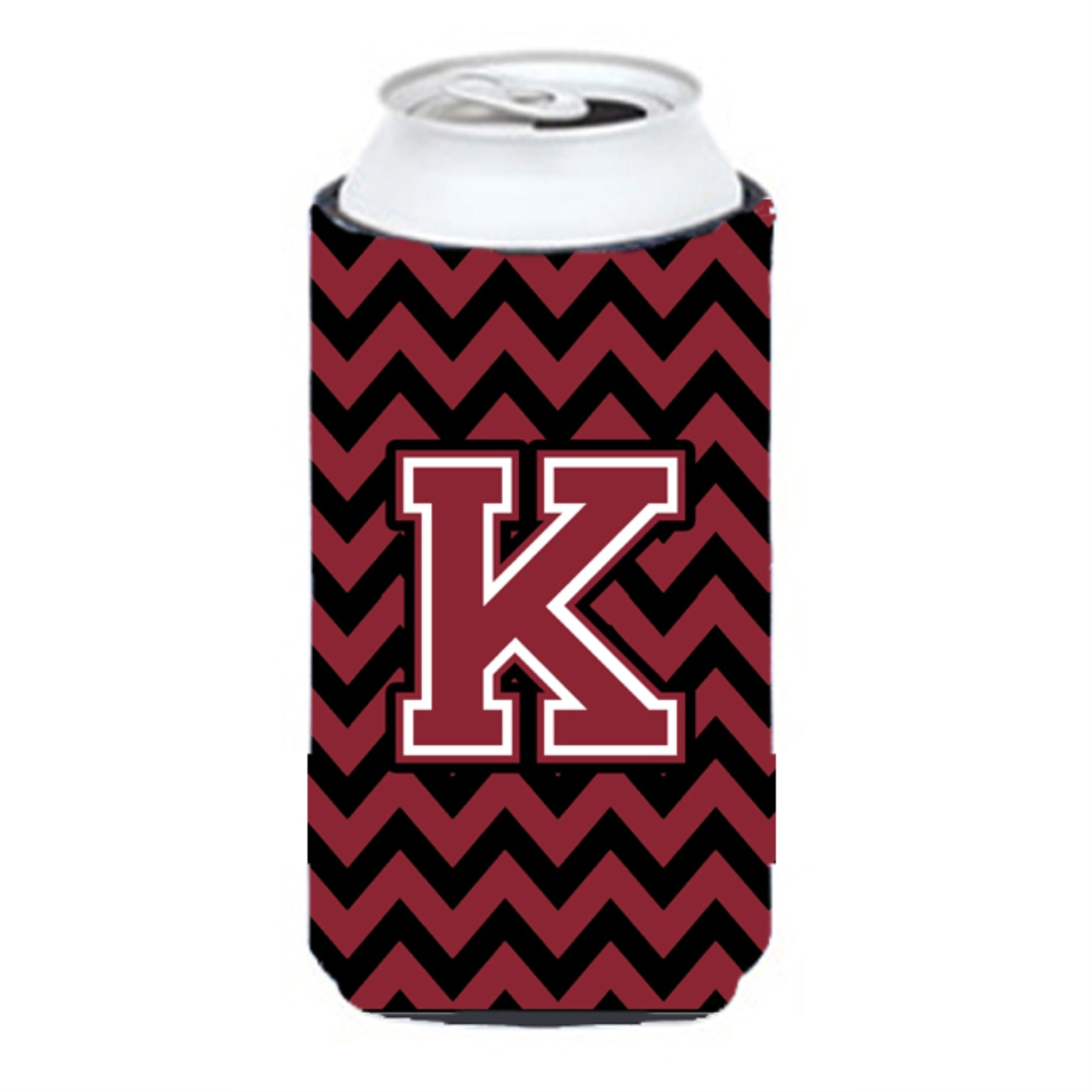 Letter K Chevron Garnet And Black  Tall Boy Beverage Insulator Hugger Cj1052-Ktbc