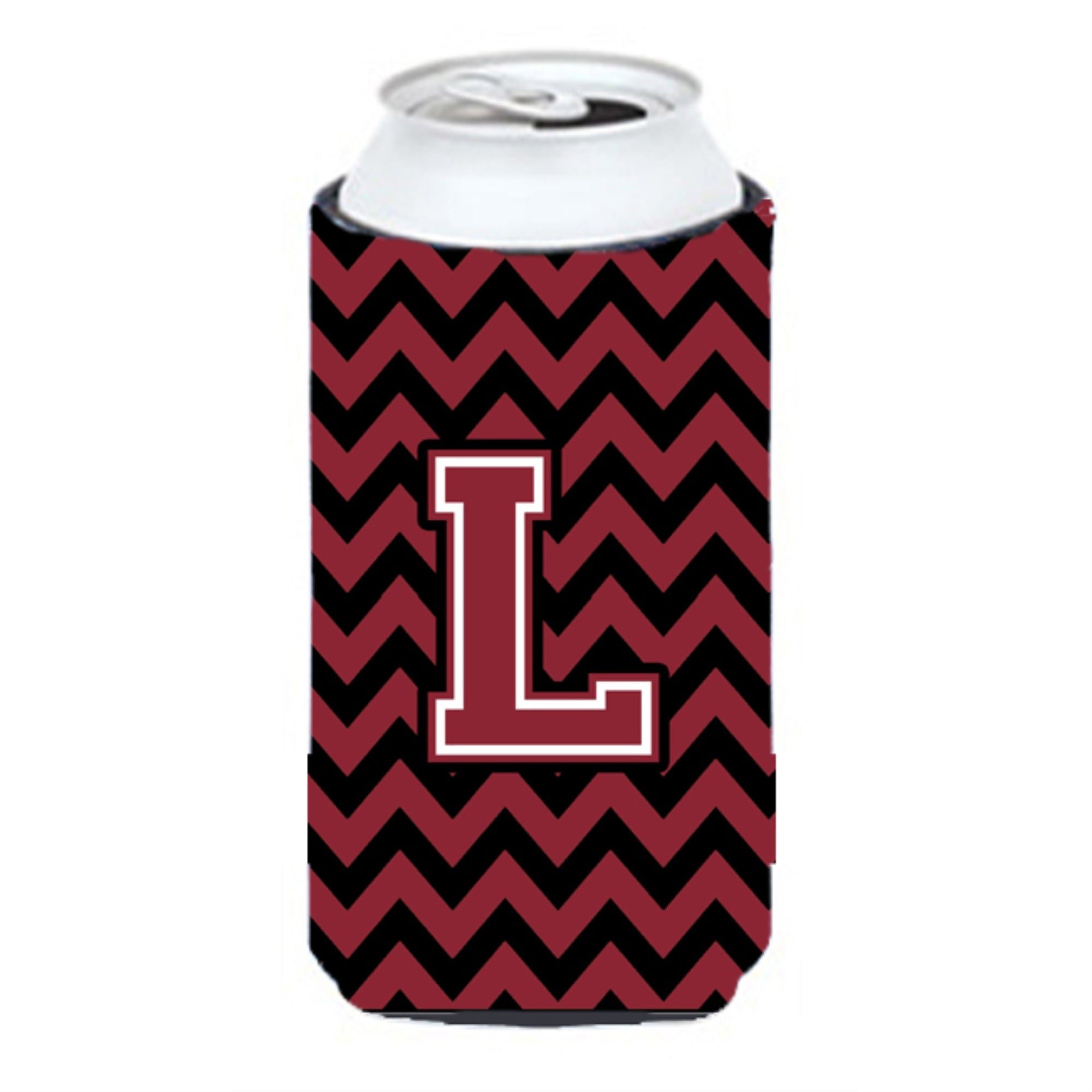 Letter L Chevron Garnet And Black  Tall Boy Beverage Insulator Hugger Cj1052-Ltbc