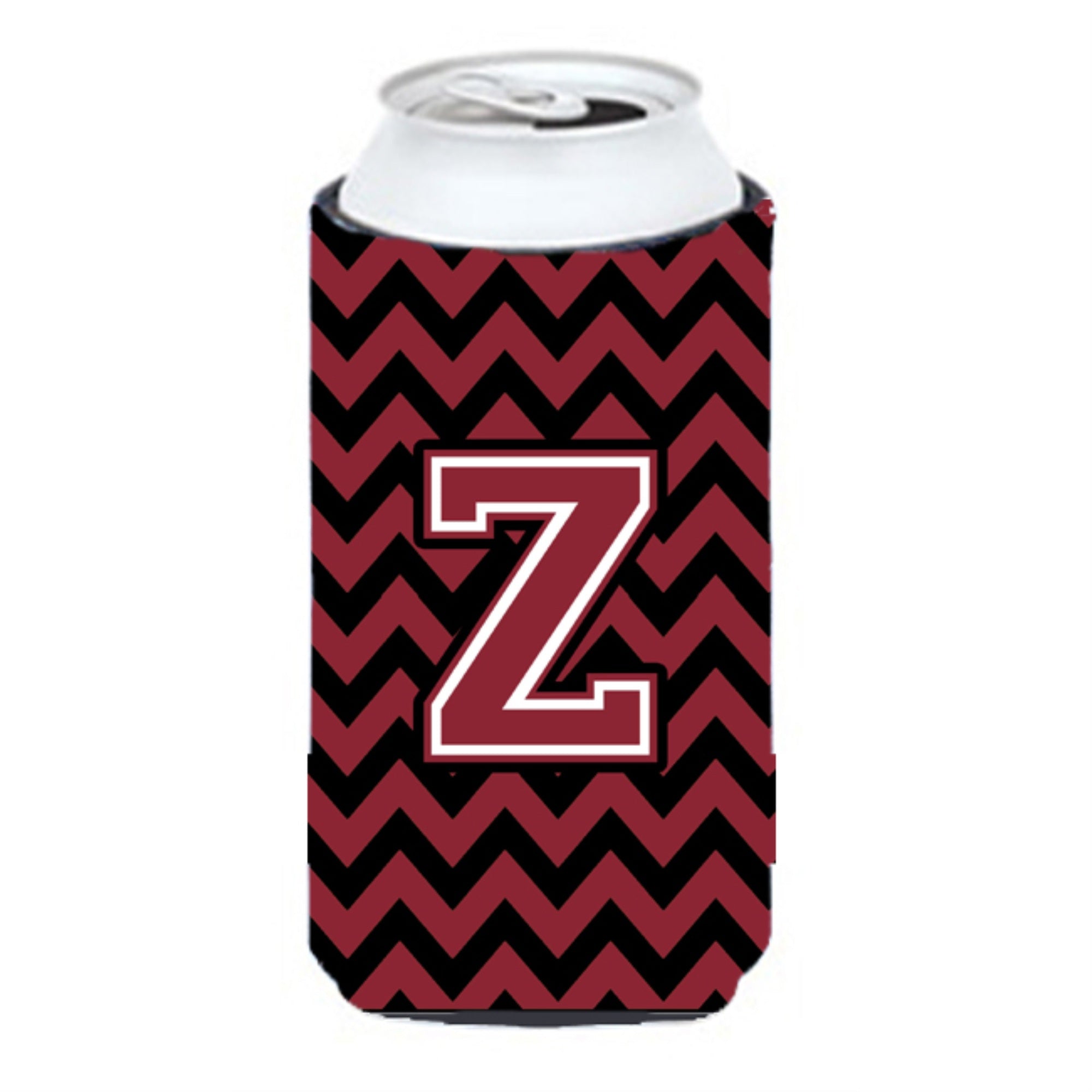Letter Z Chevron Garnet And Black  Tall Boy Beverage Insulator Hugger Cj1052-Ztbc