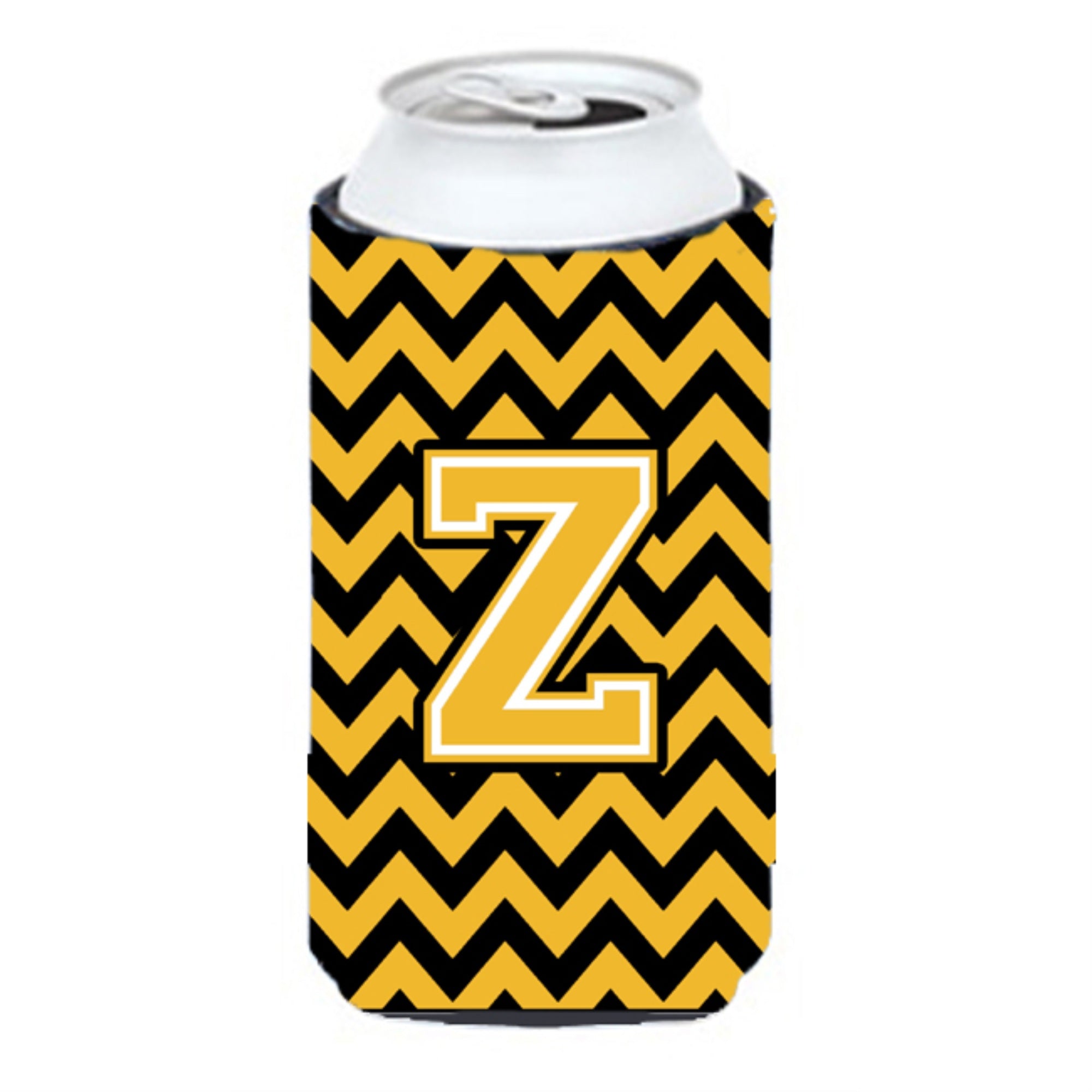 Letter Z Chevron Black And Gold Tall Boy Beverage Insulator Hugger Cj1053-Ztbc
