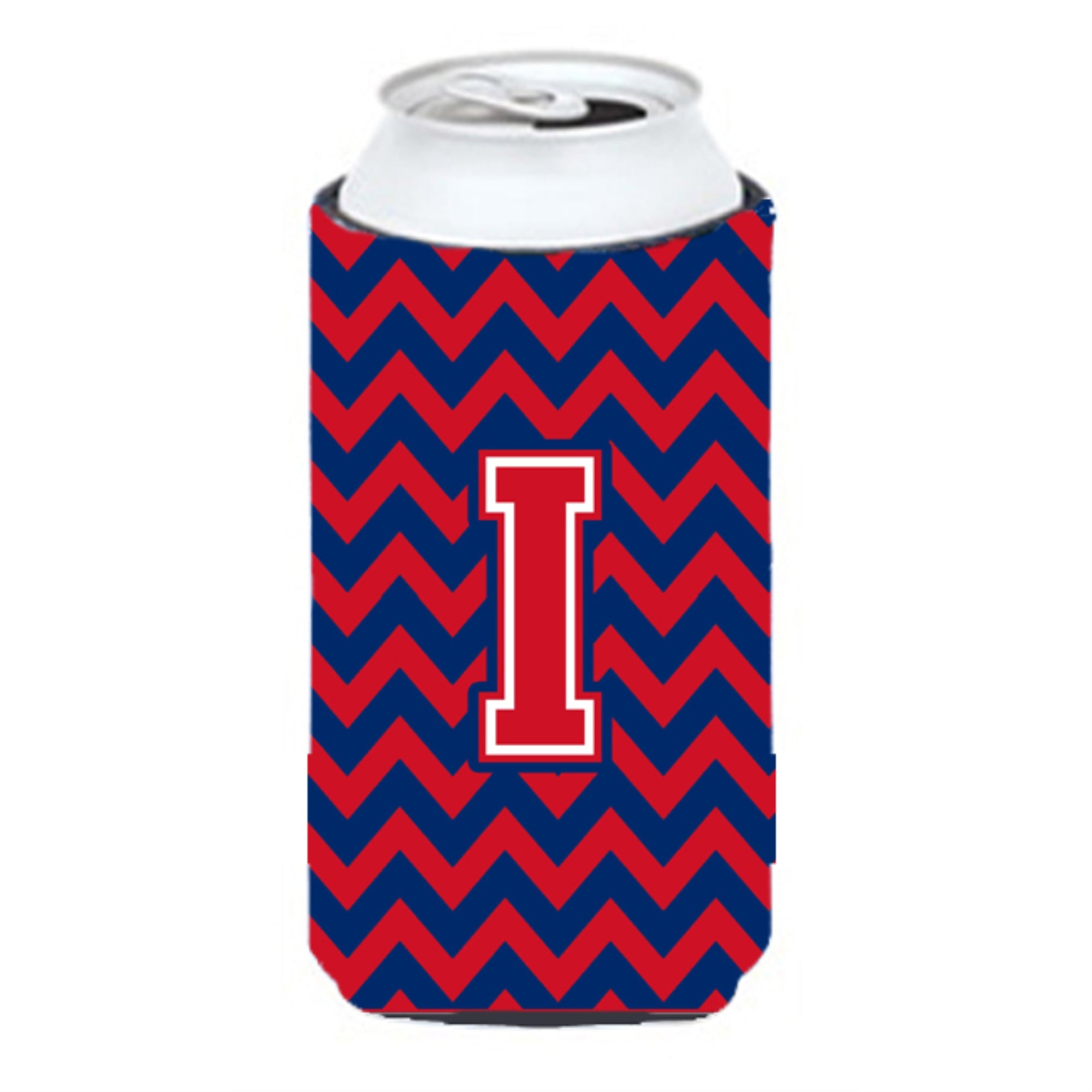Letter I Chevron Yale Blue And Crimson Tall Boy Beverage Insulator Hugger Cj1054-Itbc