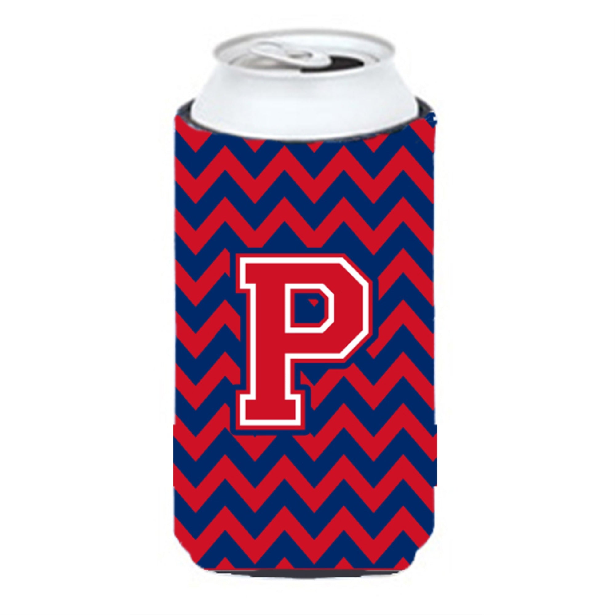 Letter P Chevron Yale Blue And Crimson Tall Boy Beverage Insulator Hugger Cj1054-Ptbc