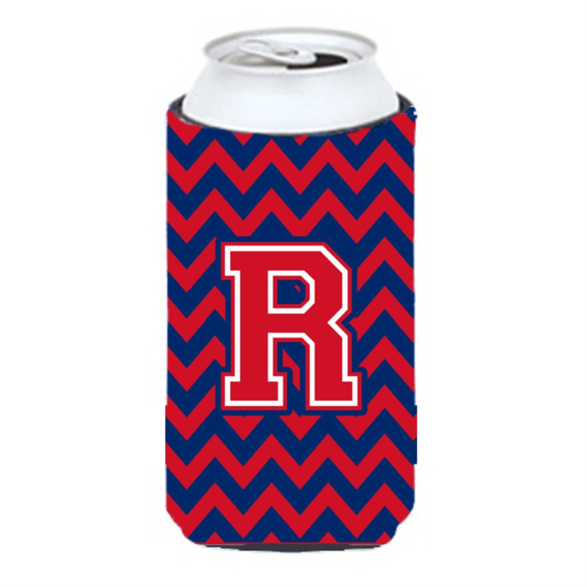 Letter R Chevron Yale Blue And Crimson Tall Boy Beverage Insulator Hugger Cj1054-Rtbc