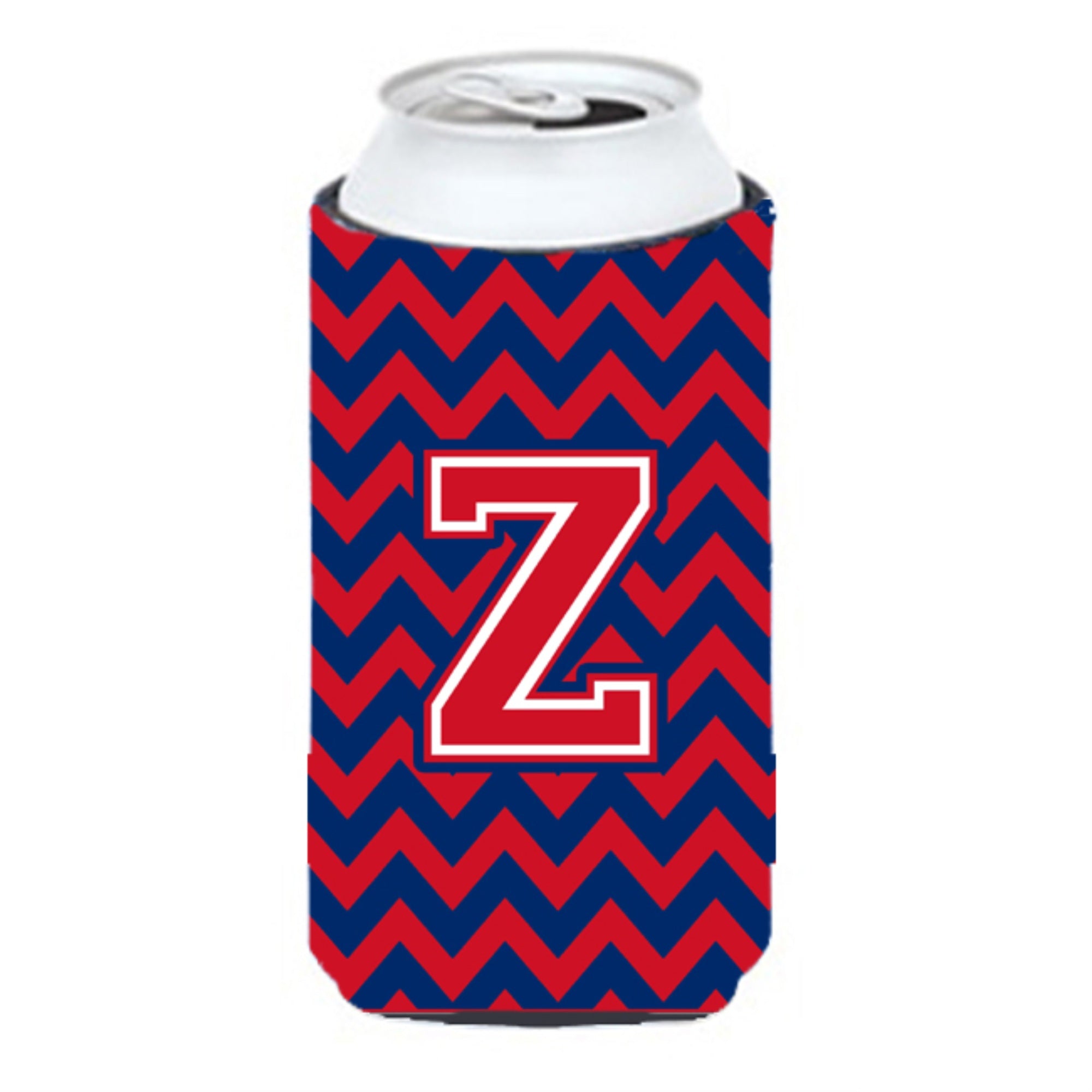 Letter Z Chevron Yale Blue And Crimson Tall Boy Beverage Insulator Hugger Cj1054-Ztbc