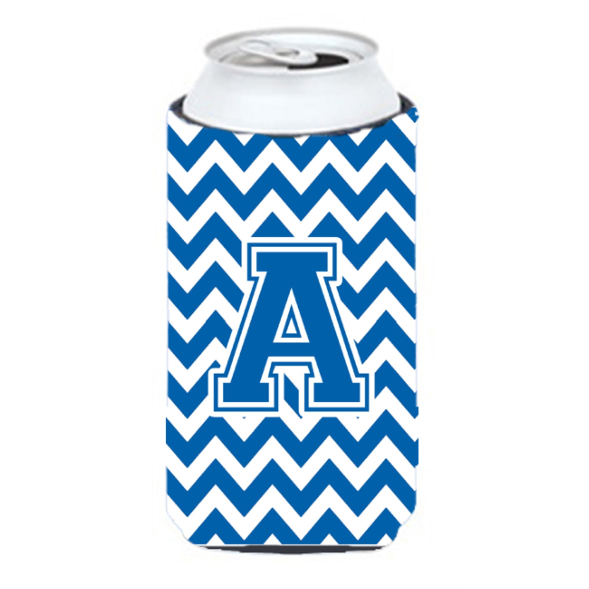 Letter A Chevron Blue And White Tall Boy Beverage Insulator Hugger Cj1056-Atbc