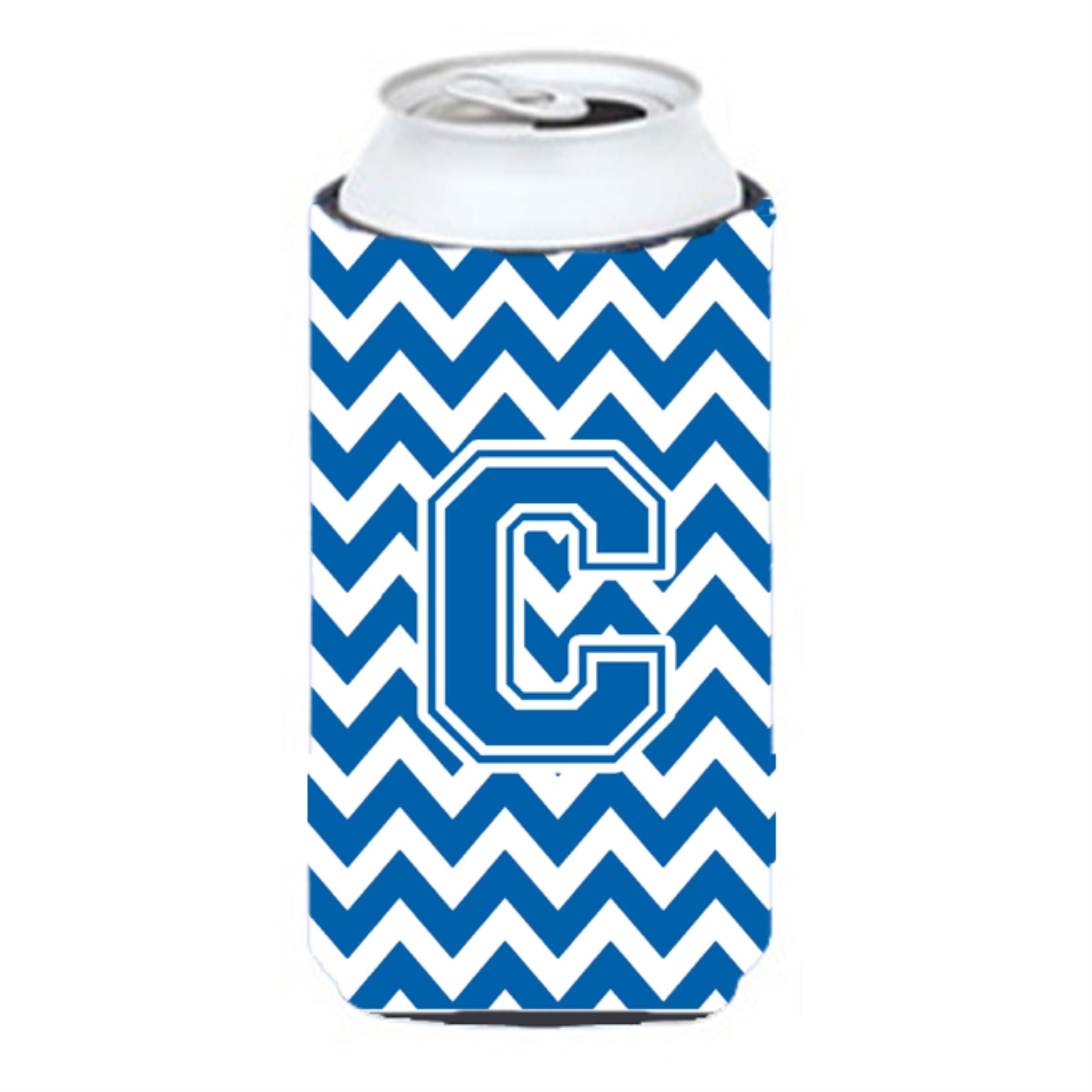 Letter C Chevron Blue And White Tall Boy Beverage Insulator Hugger Cj1056-Ctbc