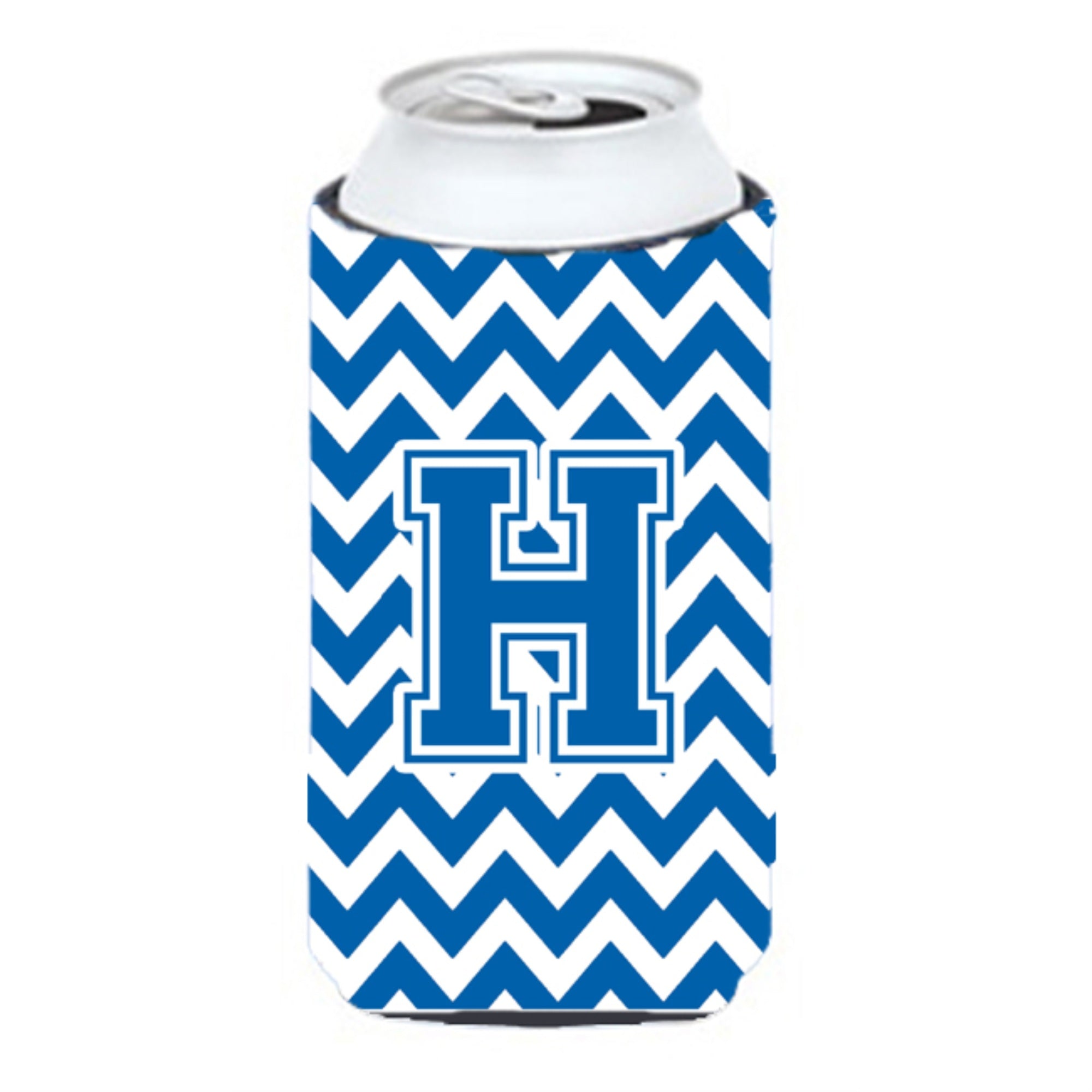 Letter H Chevron Blue And White Tall Boy Beverage Insulator Hugger Cj1056-Htbc