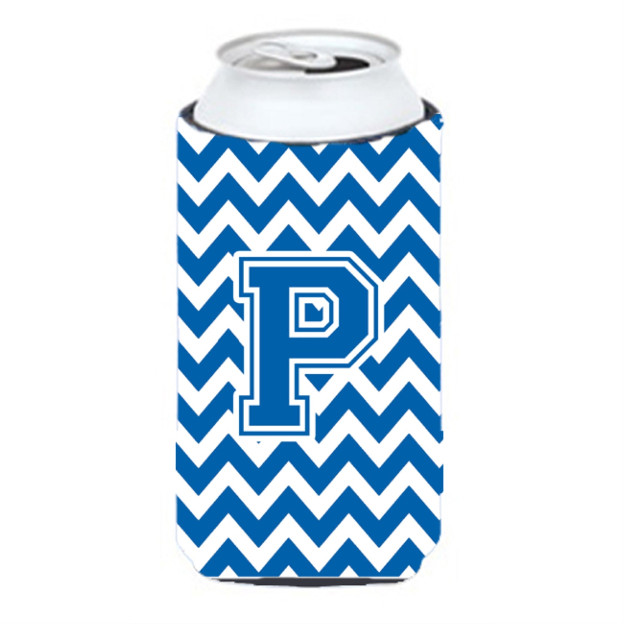 Letter P Chevron Blue And White Tall Boy Beverage Insulator Hugger Cj1056-Ptbc