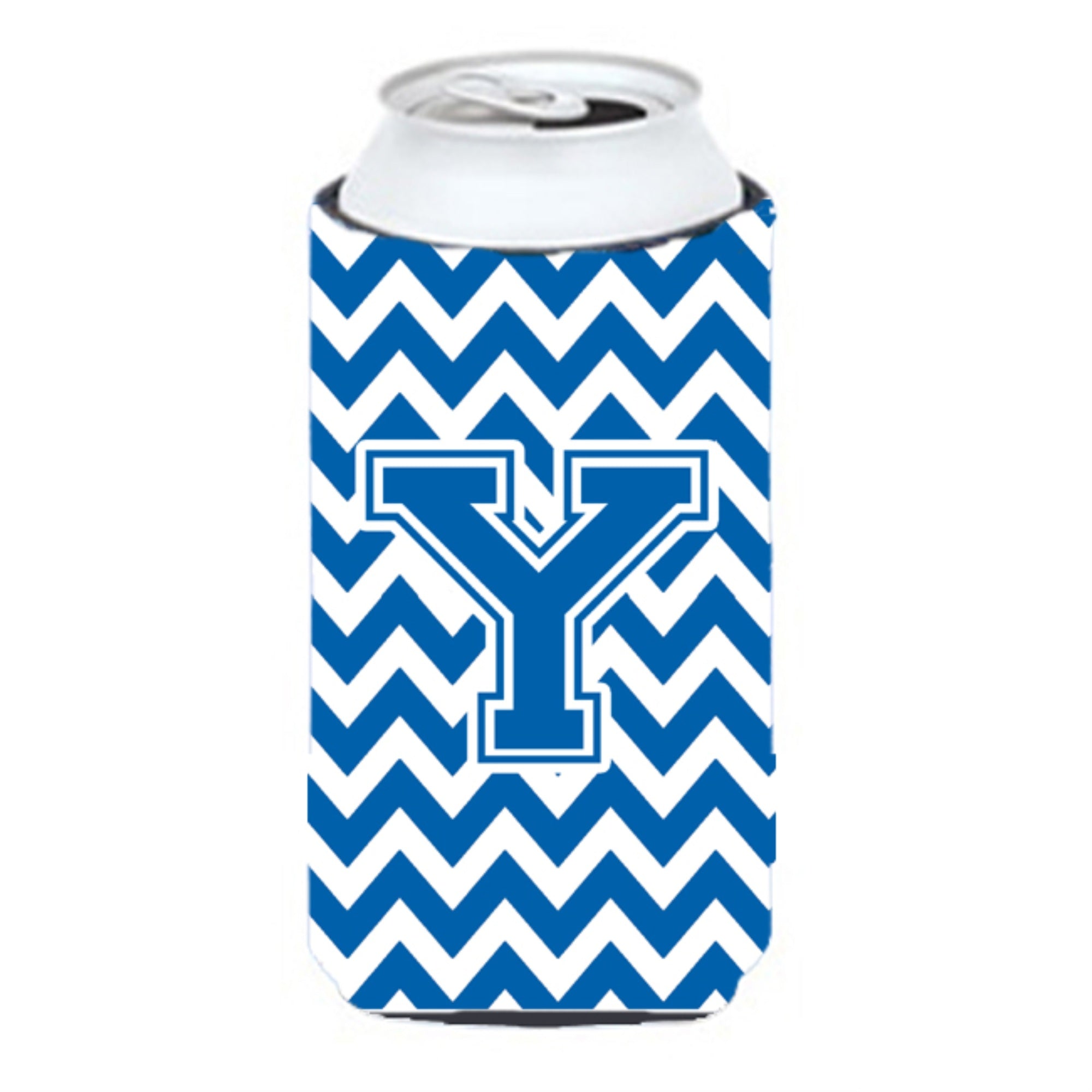 Letter Y Chevron Blue And White Tall Boy Beverage Insulator Hugger Cj1056-Ytbc