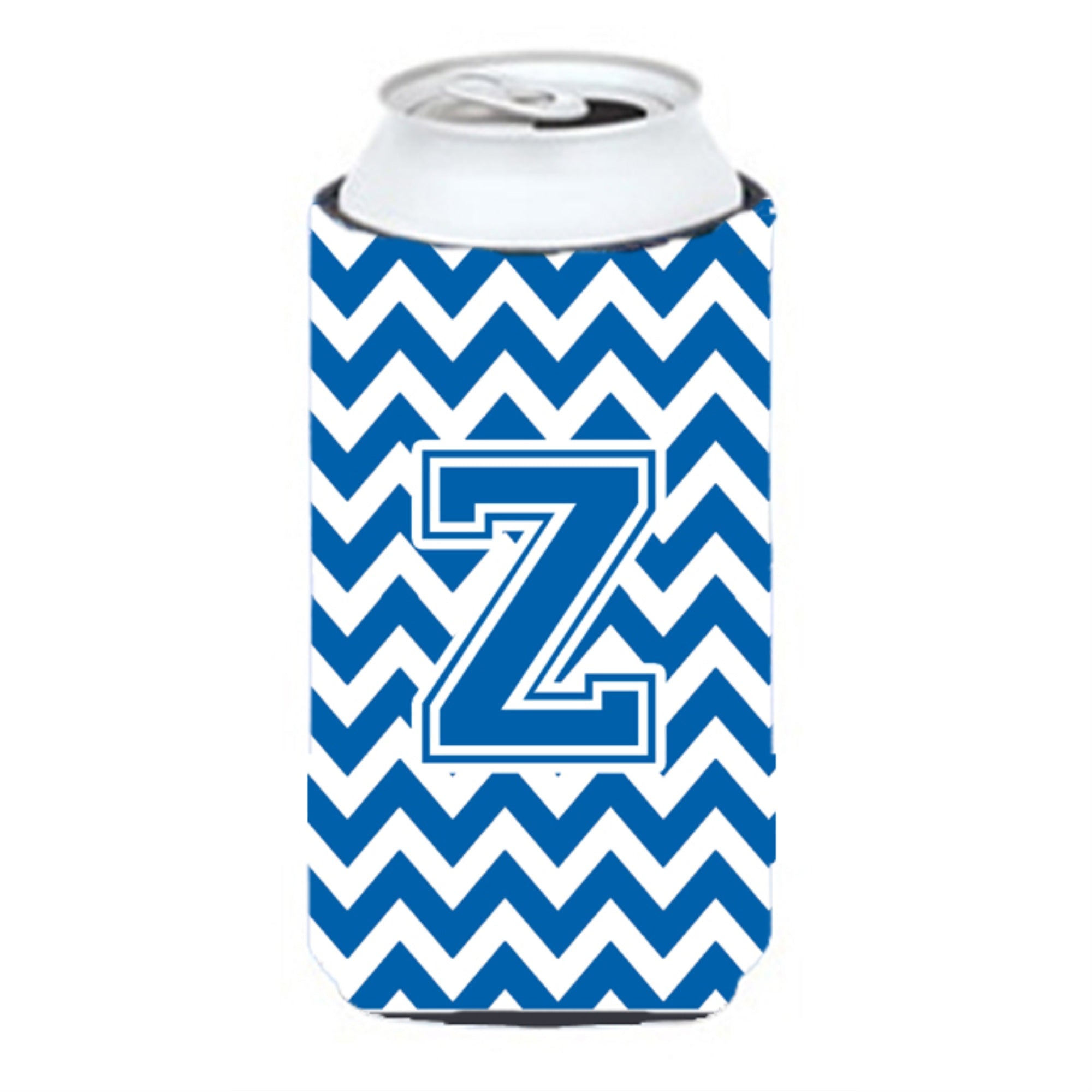 Letter Z Chevron Blue And White Tall Boy Beverage Insulator Hugger Cj1056-Ztbc