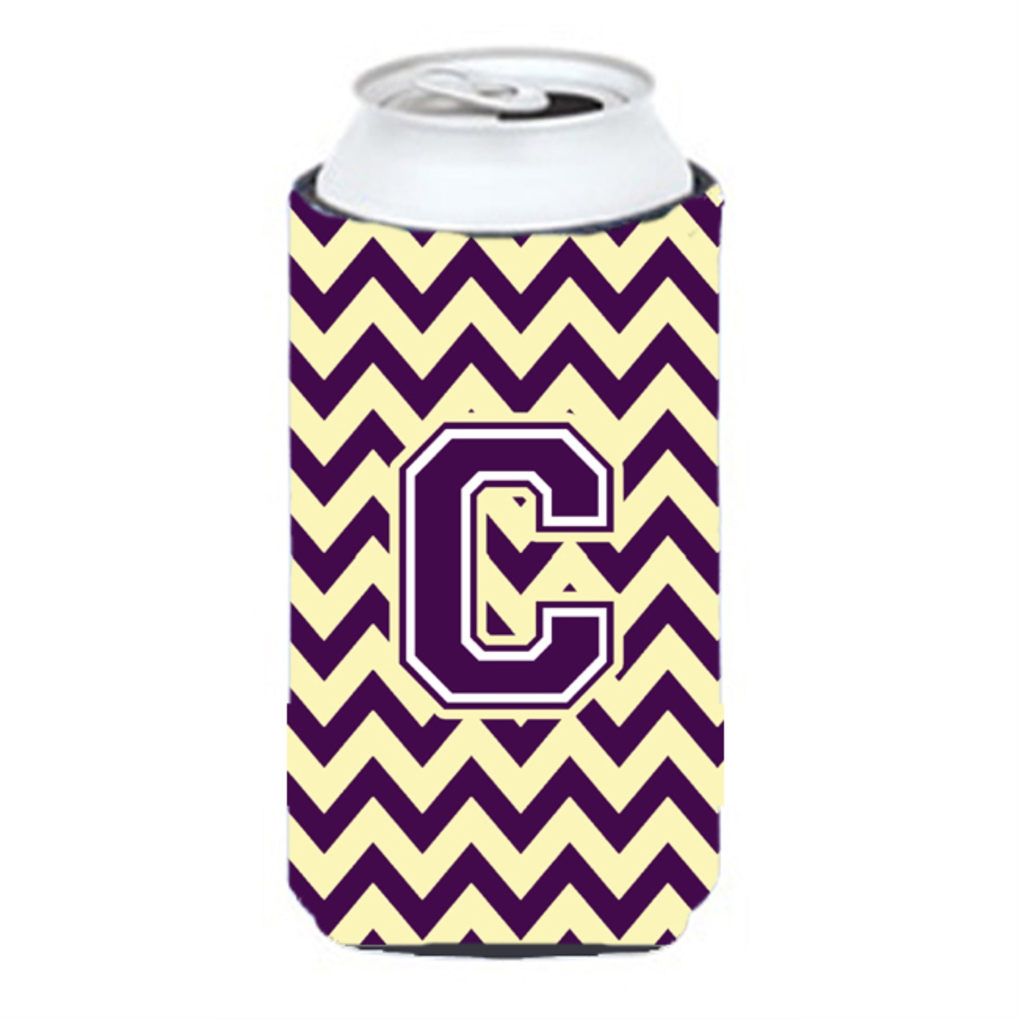 Letter C Chevron Purple And Gold Tall Boy Beverage Insulator Hugger Cj1058-Ctbc