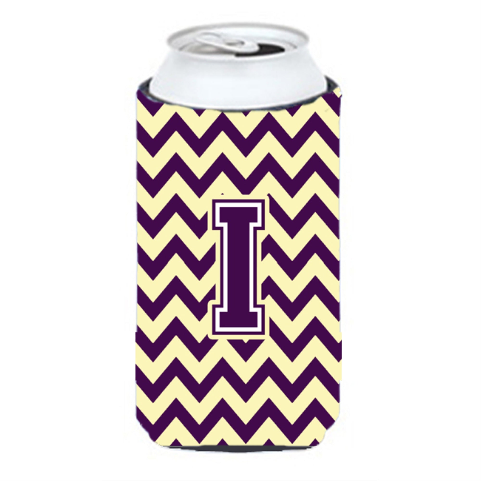 Letter I Chevron Purple And Gold Tall Boy Beverage Insulator Hugger Cj1058-Itbc