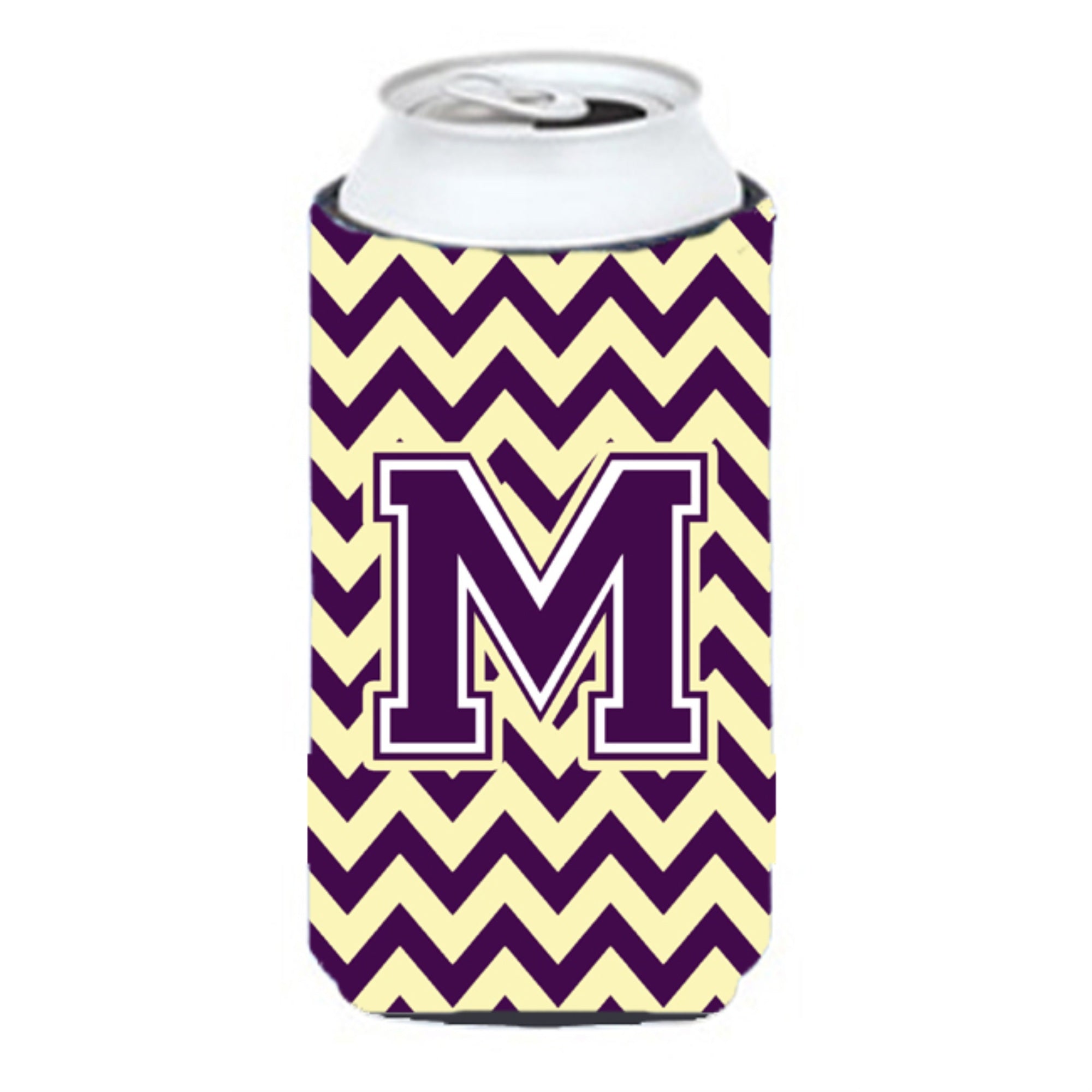 Letter M Chevron Purple And Gold Tall Boy Beverage Insulator Hugger Cj1058-Mtbc