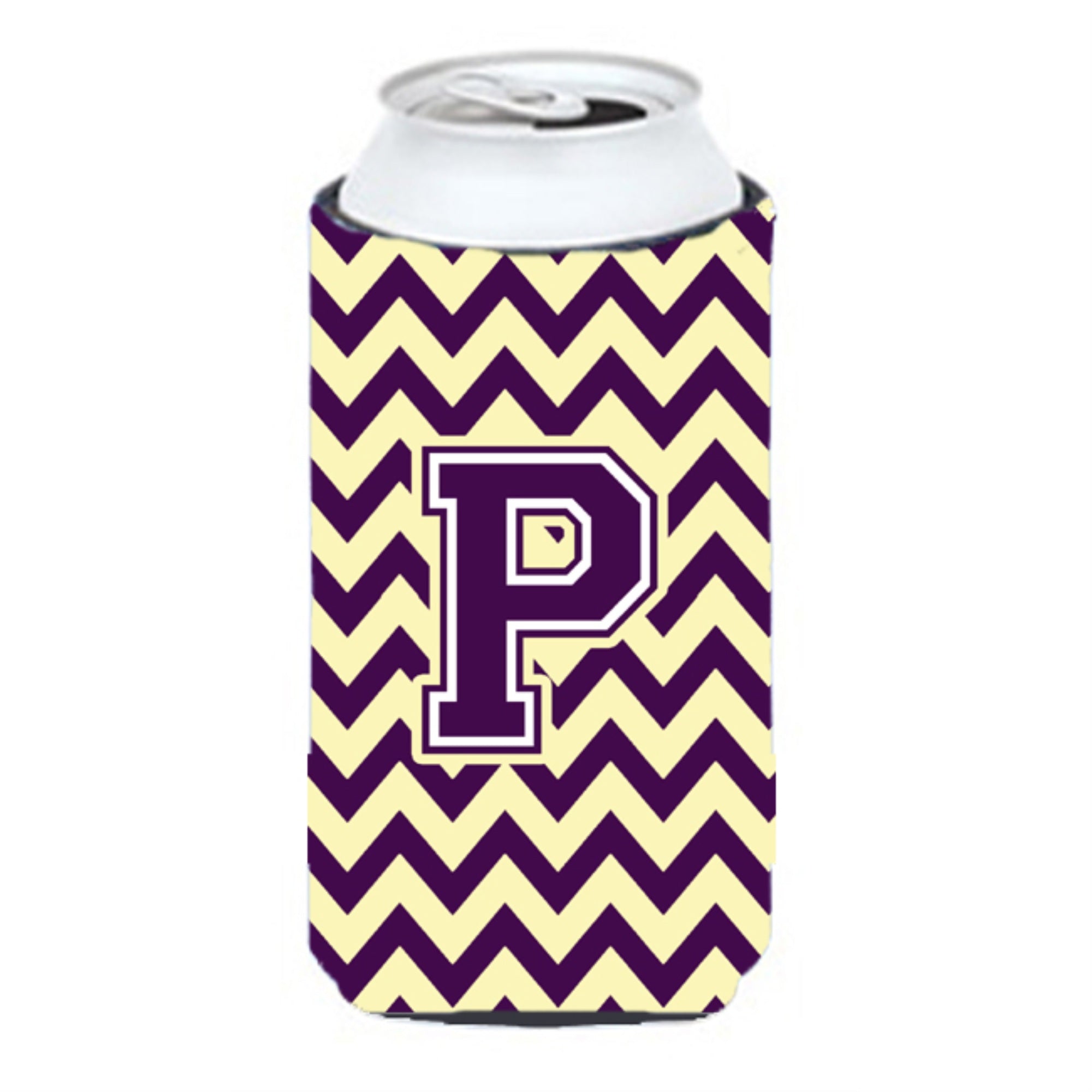 Letter P Chevron Purple And Gold Tall Boy Beverage Insulator Hugger Cj1058-Ptbc