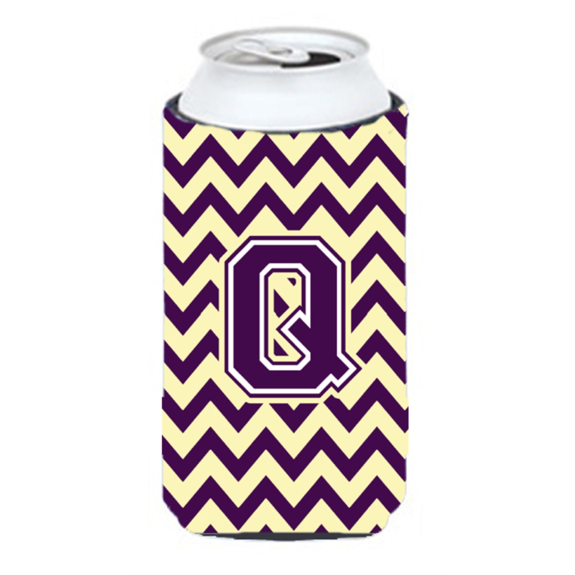 Letter Q Chevron Purple And Gold Tall Boy Beverage Insulator Hugger Cj1058-Qtbc