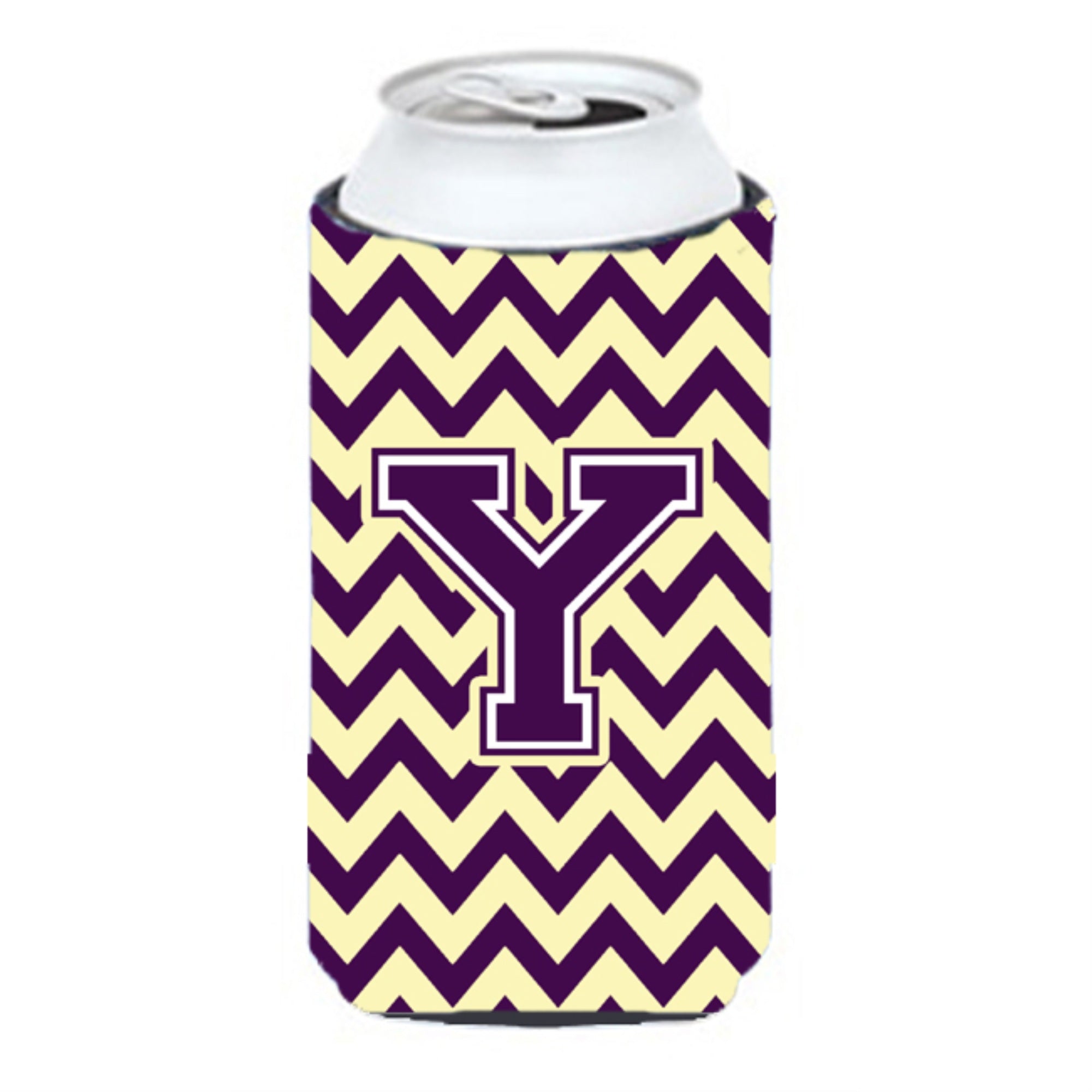 Letter Y Chevron Purple And Gold Tall Boy Beverage Insulator Hugger Cj1058-Ytbc